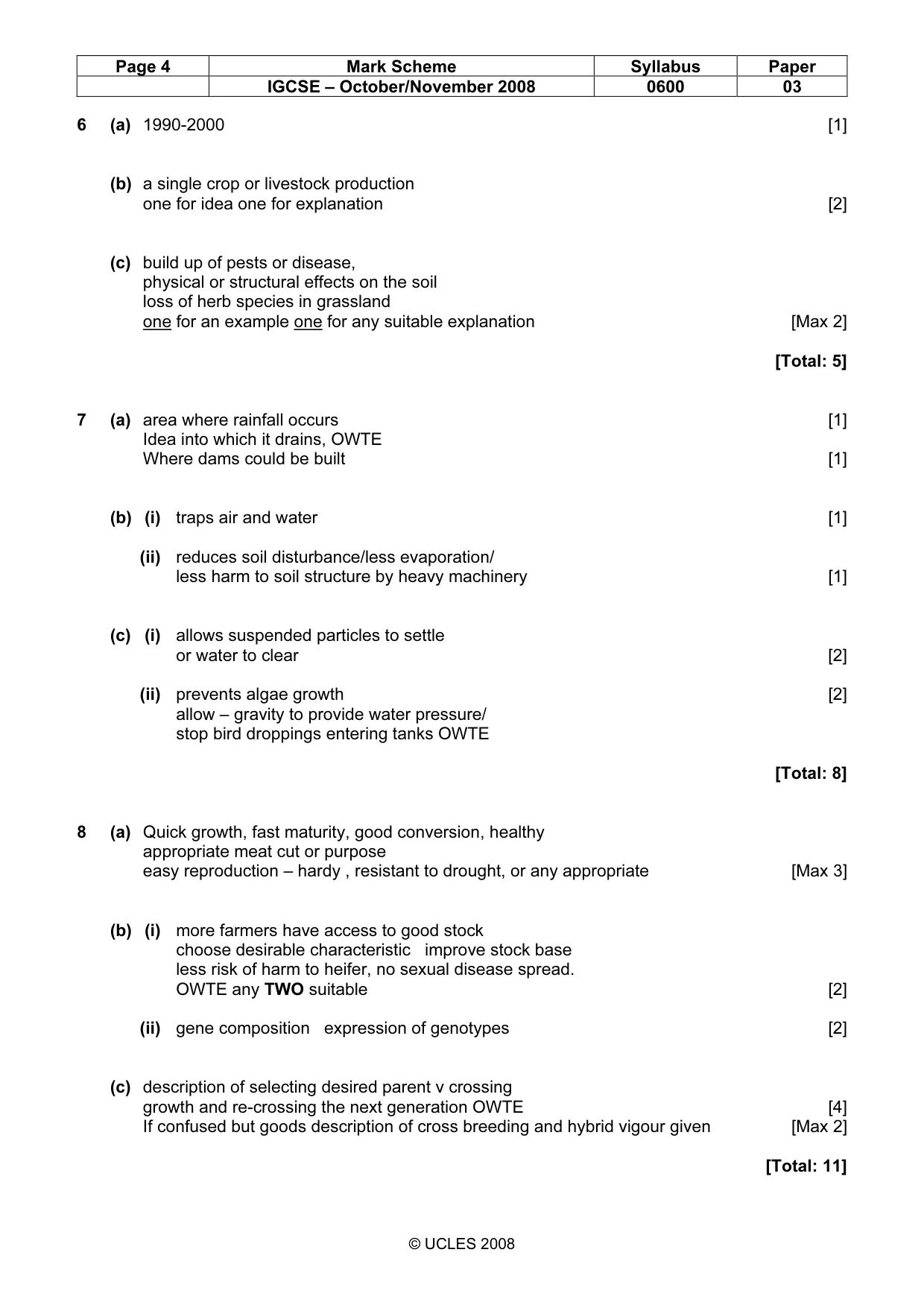 Mark scheme, page 4 of 5