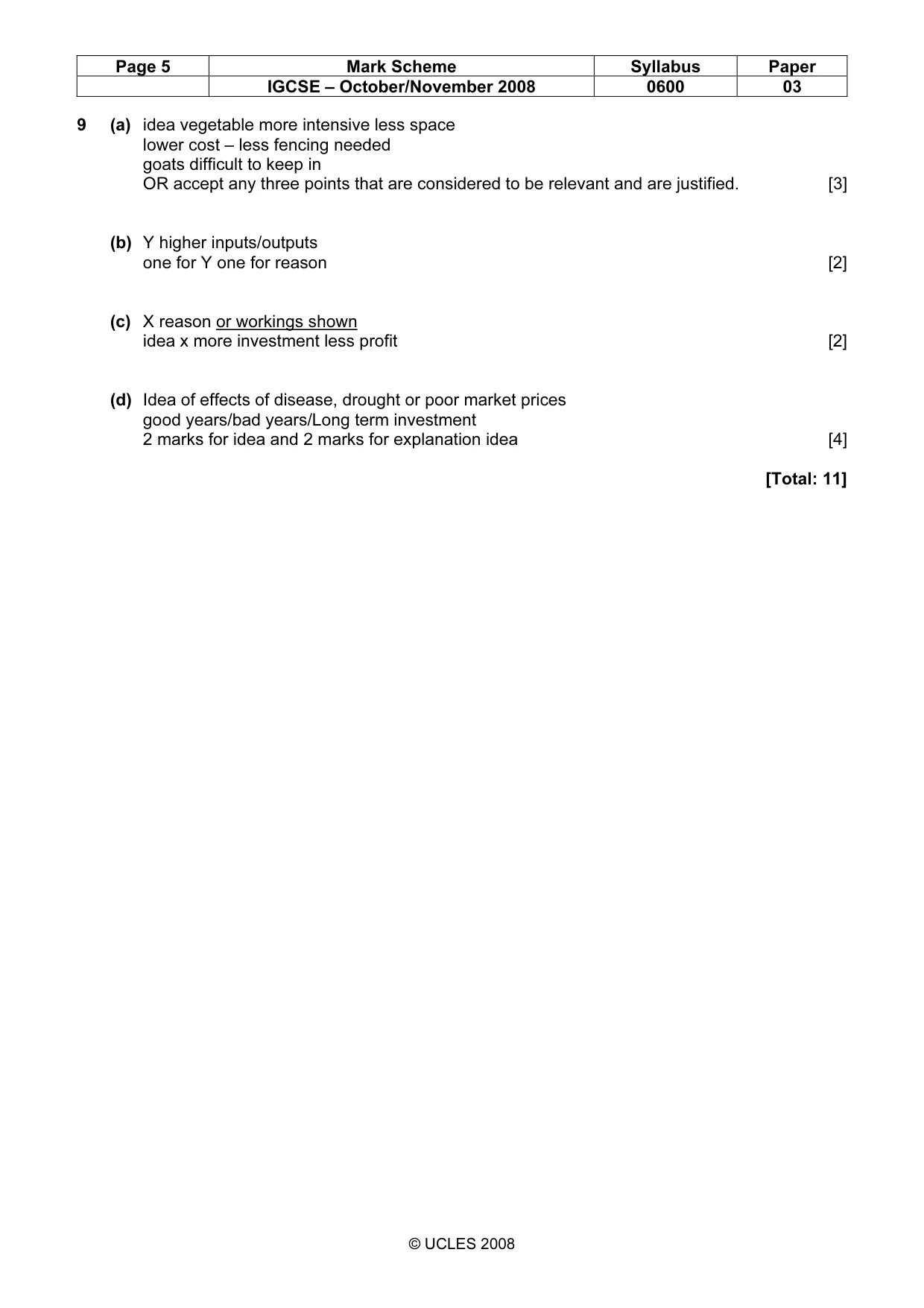 Mark scheme, page 5 of 5