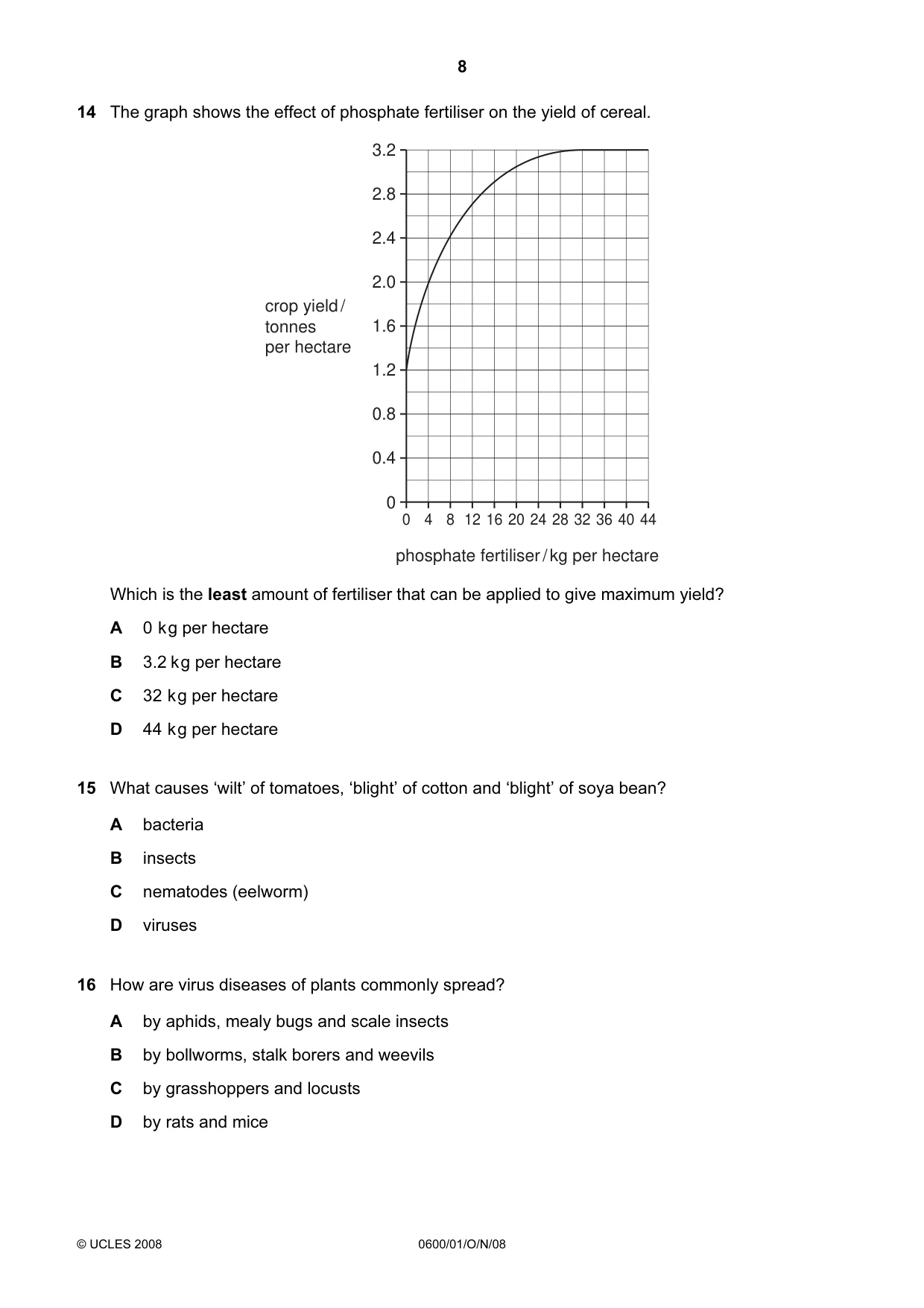 Cambridge IGCSE Agriculture 0600 2008 Oct/Nov Paper 1 · Variant 1 question paper, page 8 of 16