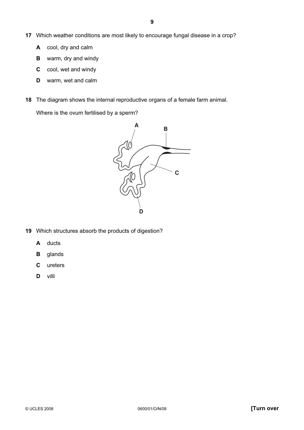 Cambridge IGCSE Agriculture 0600 2008 Oct/Nov Paper 1 · Variant 1 question paper, page 9 of 16
