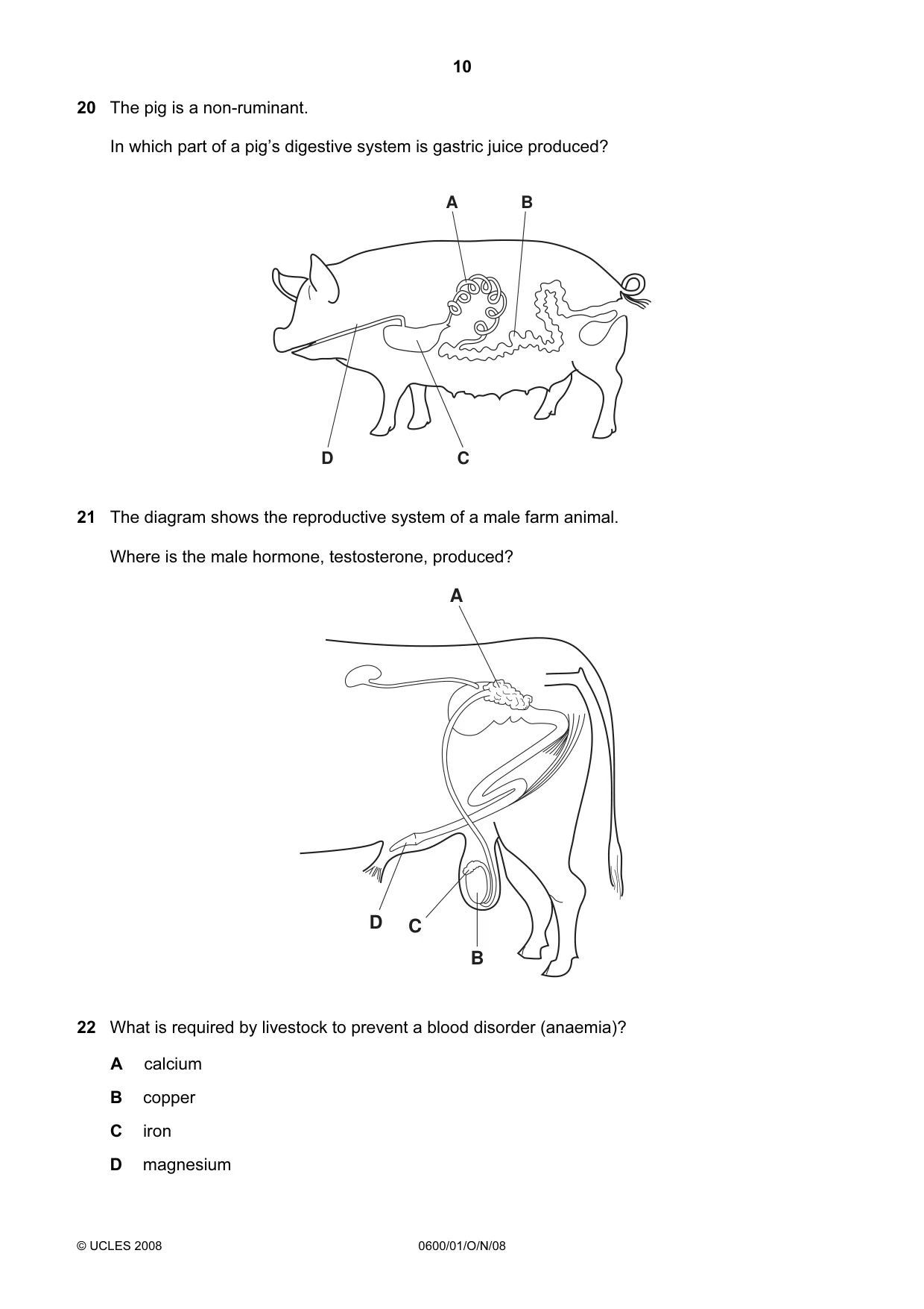 Cambridge IGCSE Agriculture 0600 2008 Oct/Nov Paper 1 · Variant 1 question paper, page 10 of 16