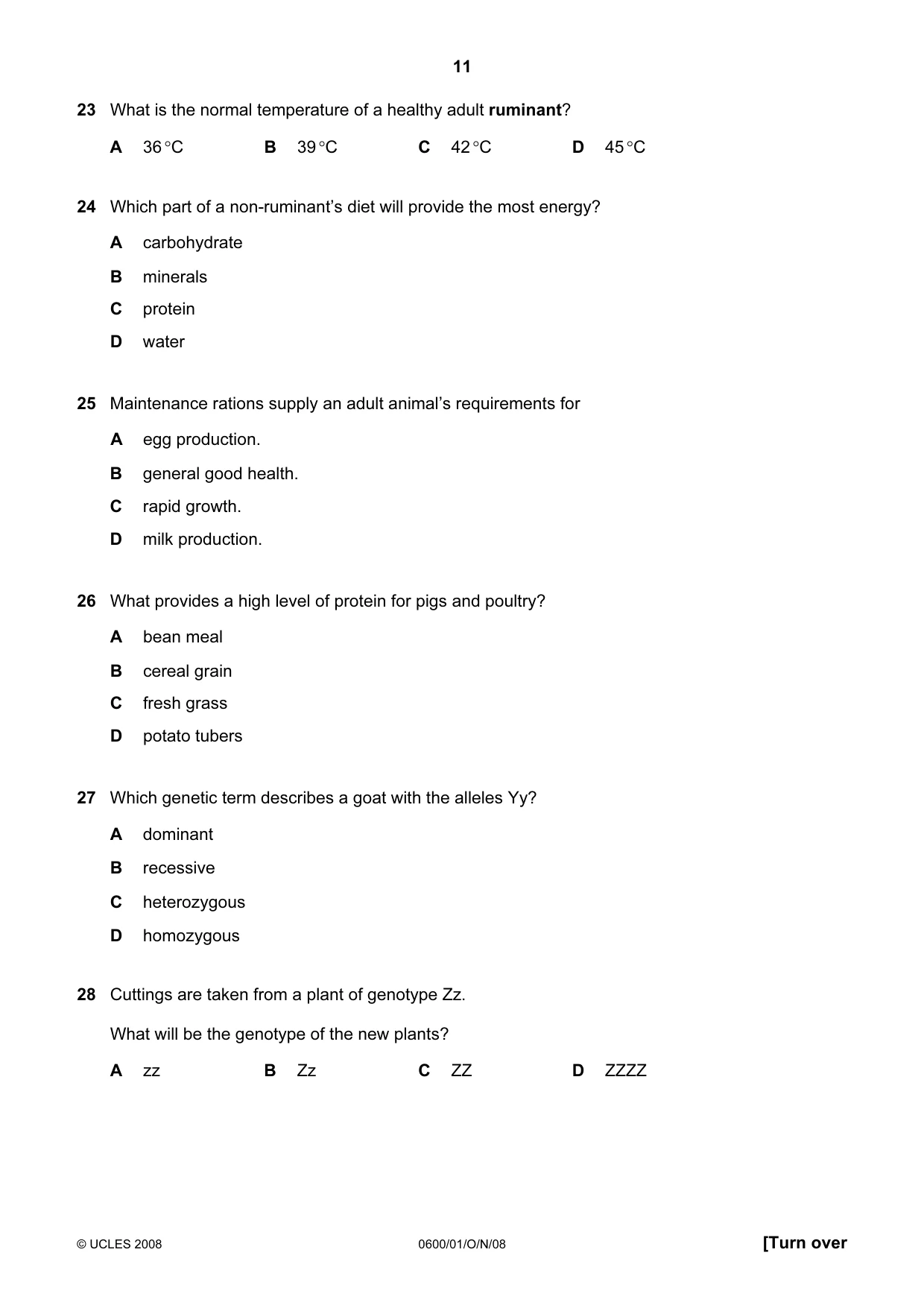 Cambridge IGCSE Agriculture 0600 2008 Oct/Nov Paper 1 · Variant 1 question paper, page 11 of 16