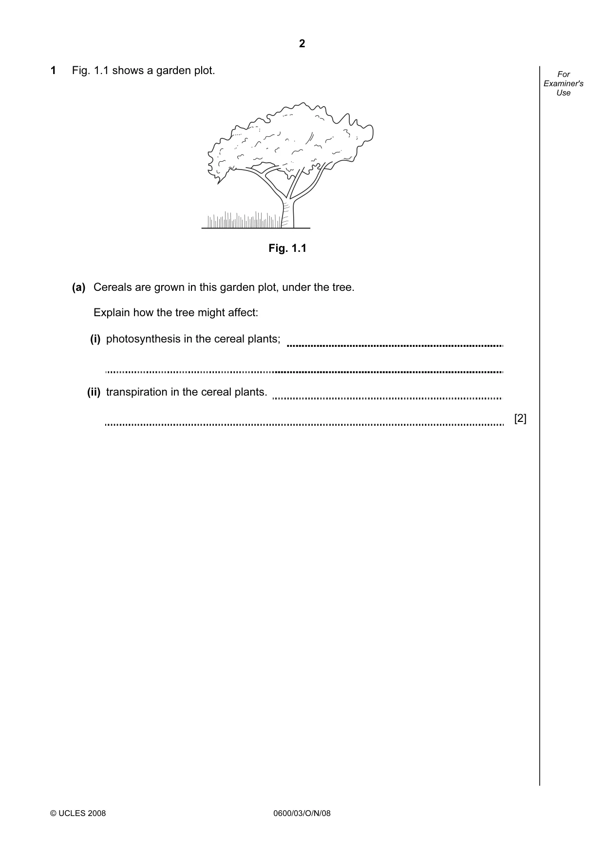 Cambridge IGCSE Agriculture 0600 2008 Oct/Nov Paper 3 · Variant 1 question paper, page 2 of 12