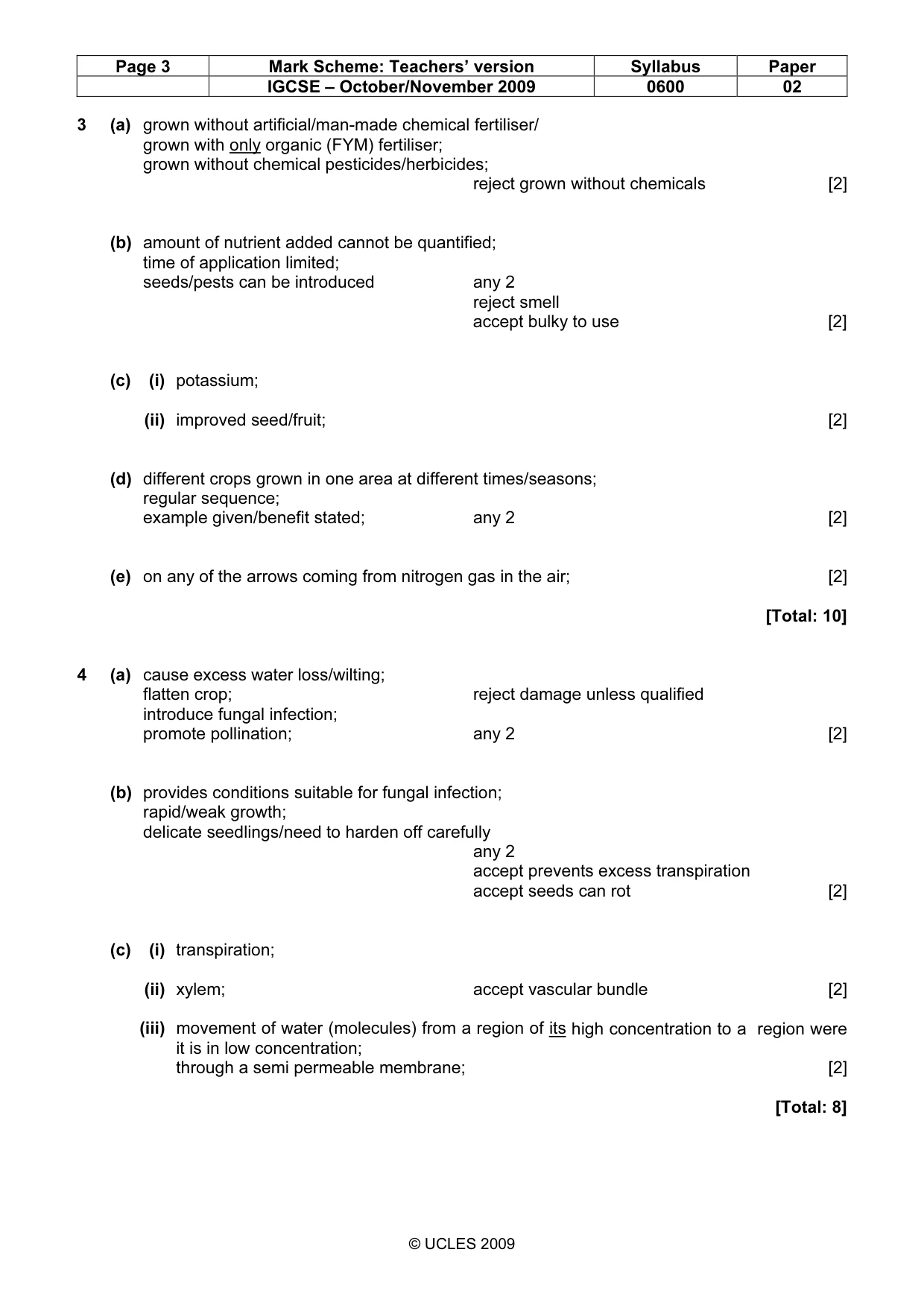 Mark scheme, page 3 of 5