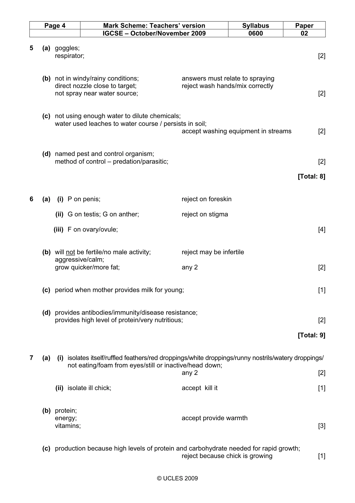 Mark scheme, page 4 of 5