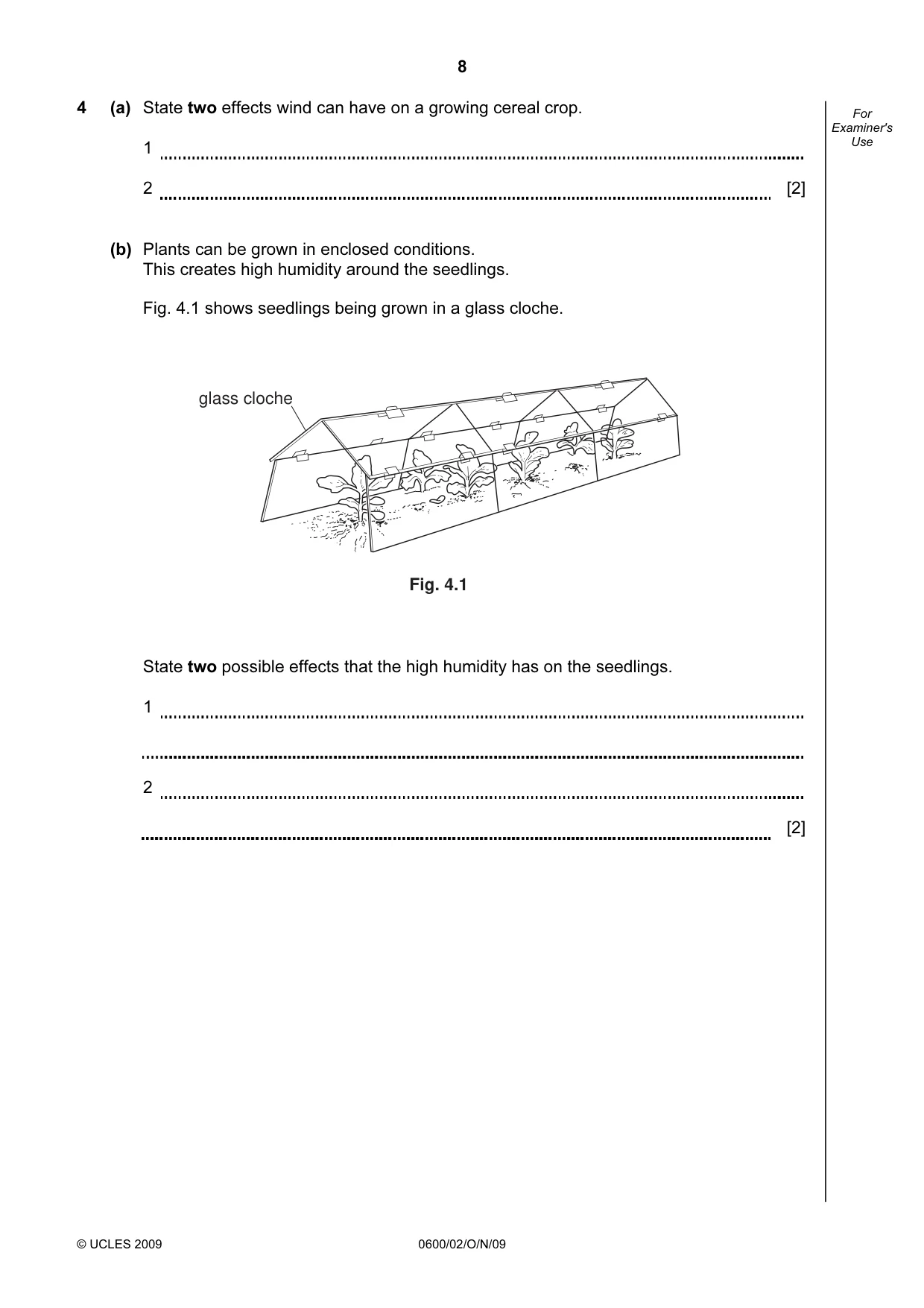 Cambridge IGCSE Agriculture 0600 2009 Oct/Nov Paper 2 · Variant 1 question paper, page 8 of 20