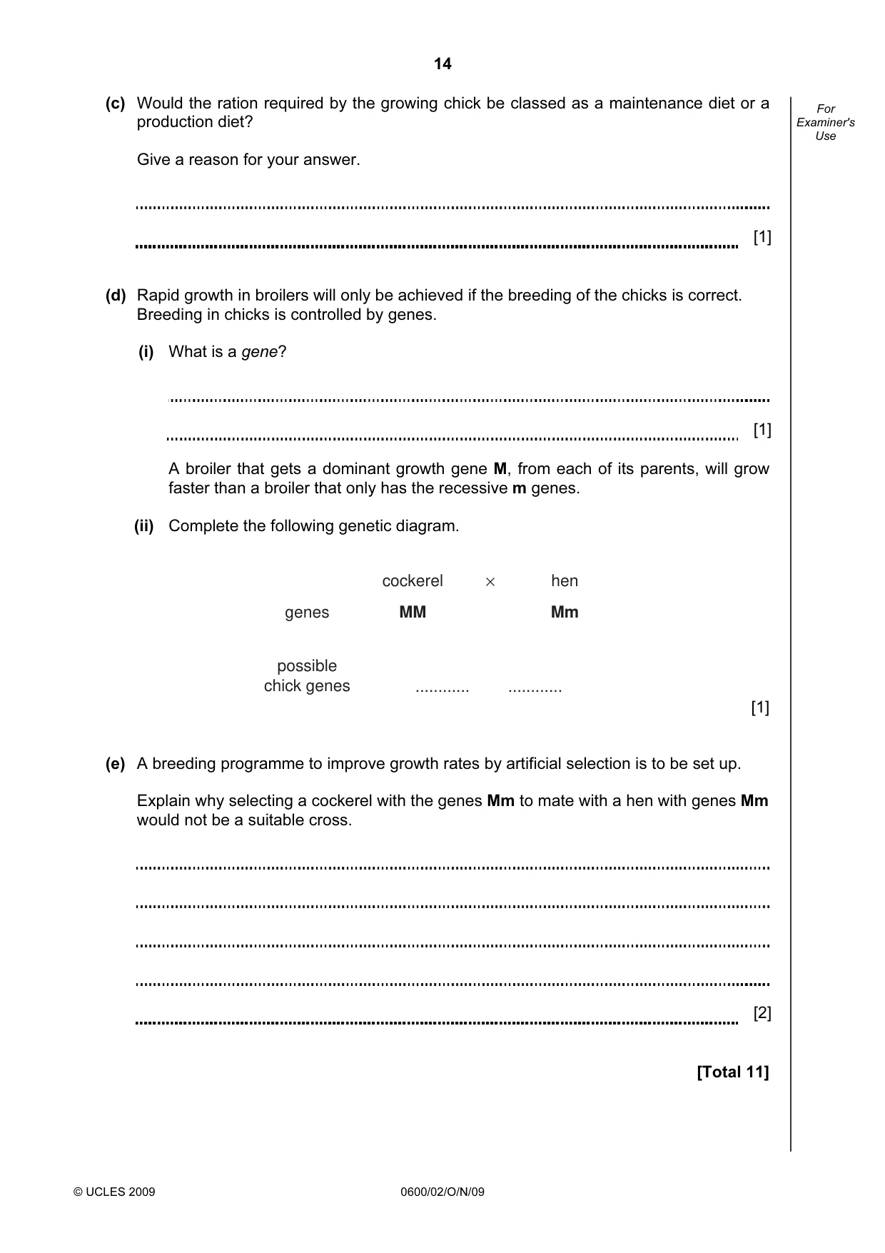 Cambridge IGCSE Agriculture 0600 2009 Oct/Nov Paper 2 · Variant 1 question paper, page 14 of 20