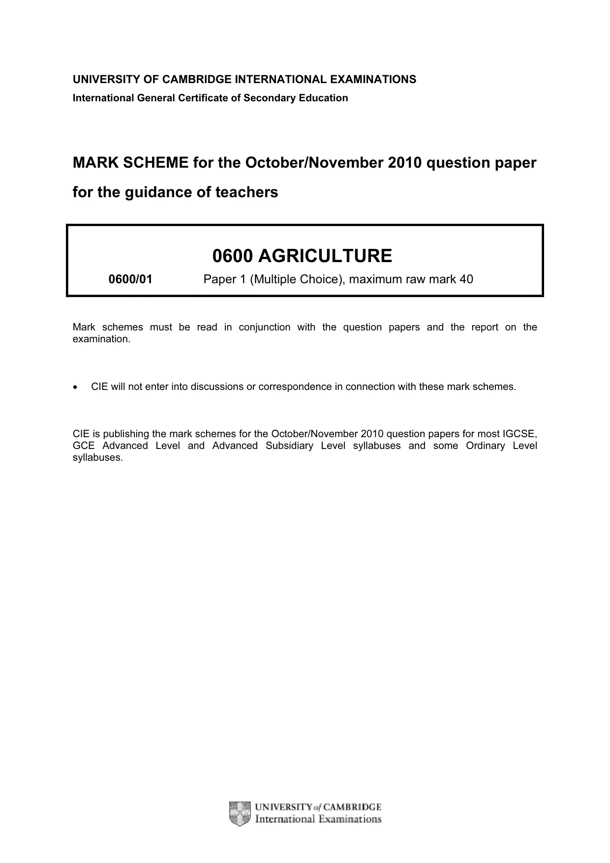 Mark scheme, page 1 of 2