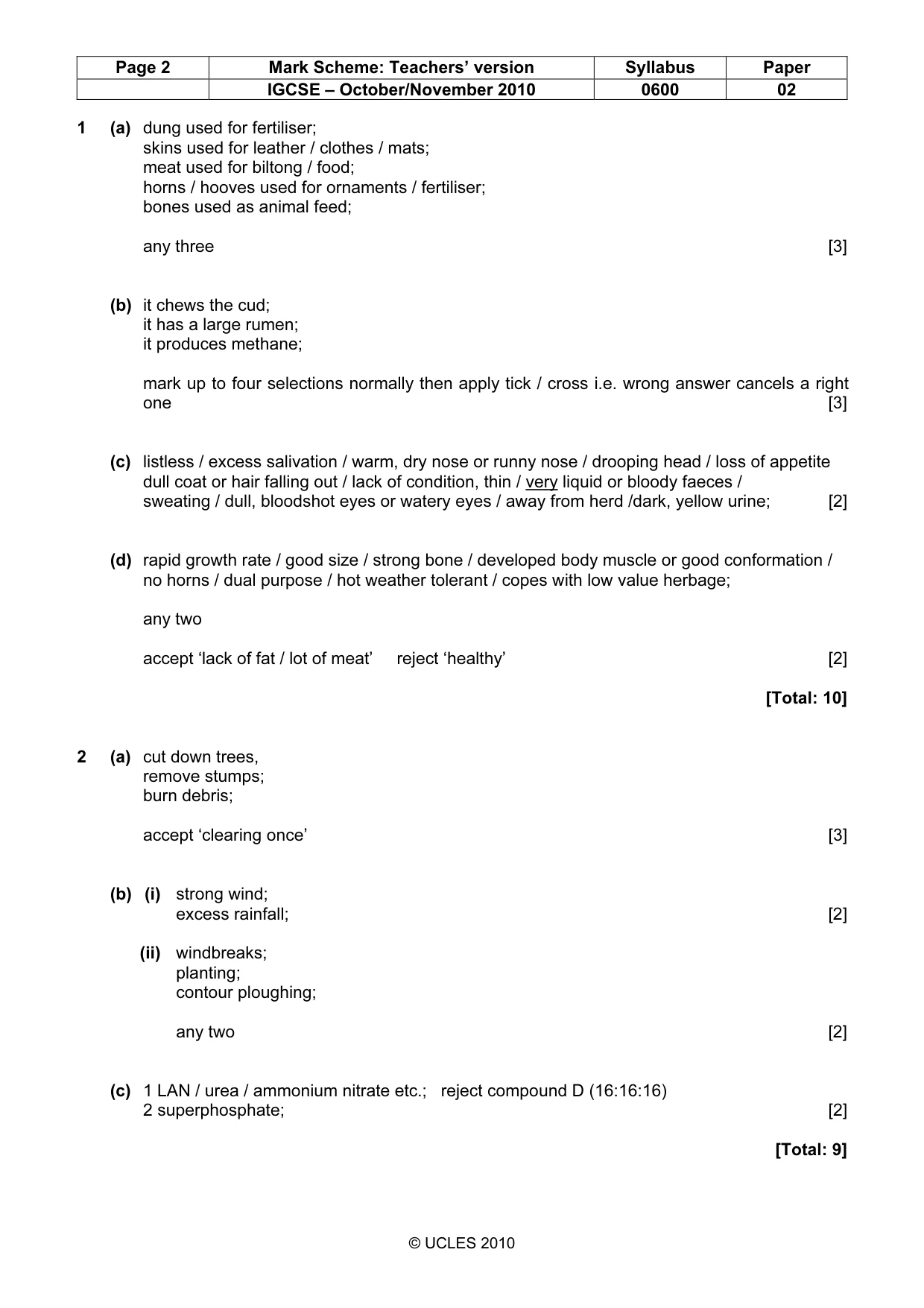 Mark scheme, page 2 of 6