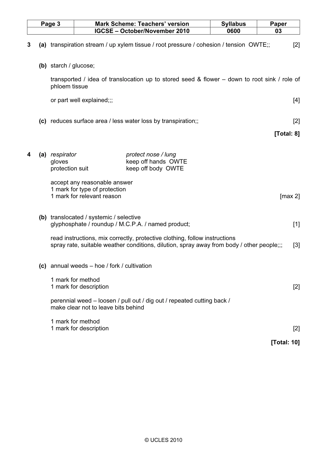 Mark scheme, page 3 of 6