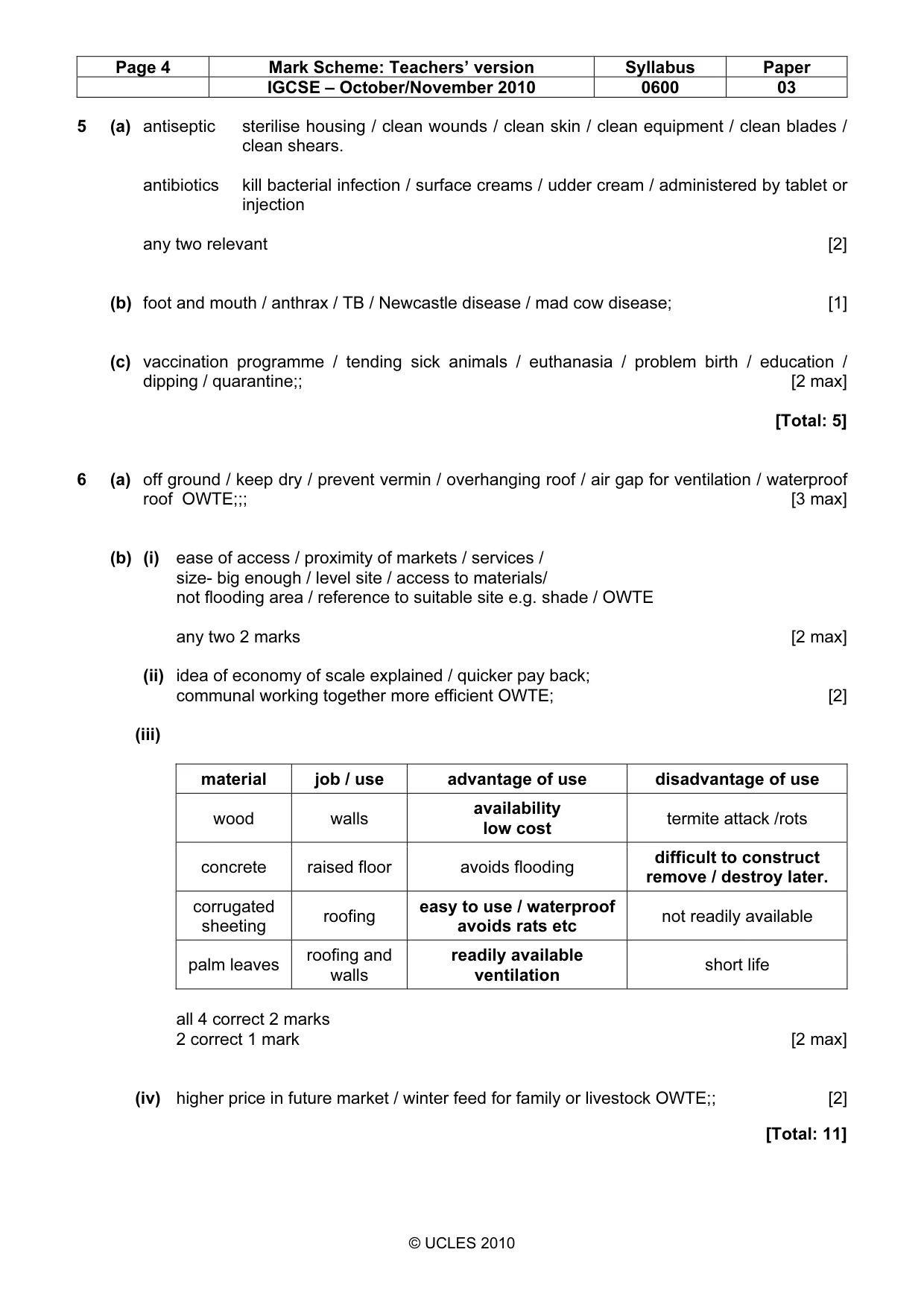 Mark scheme, page 4 of 6