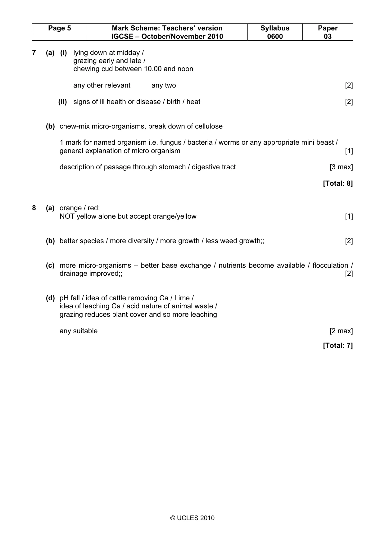 Mark scheme, page 5 of 6
