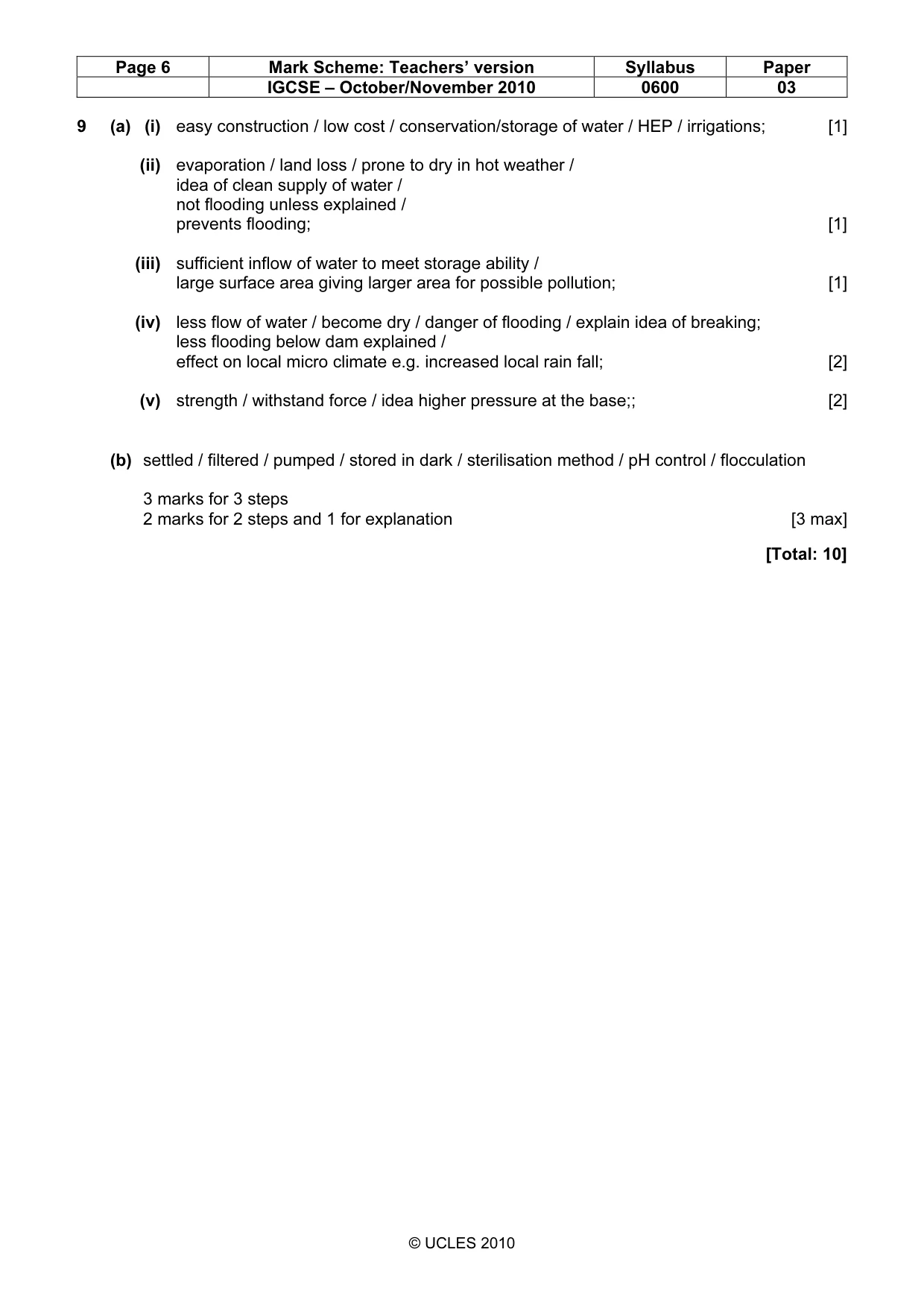 Mark scheme, page 6 of 6