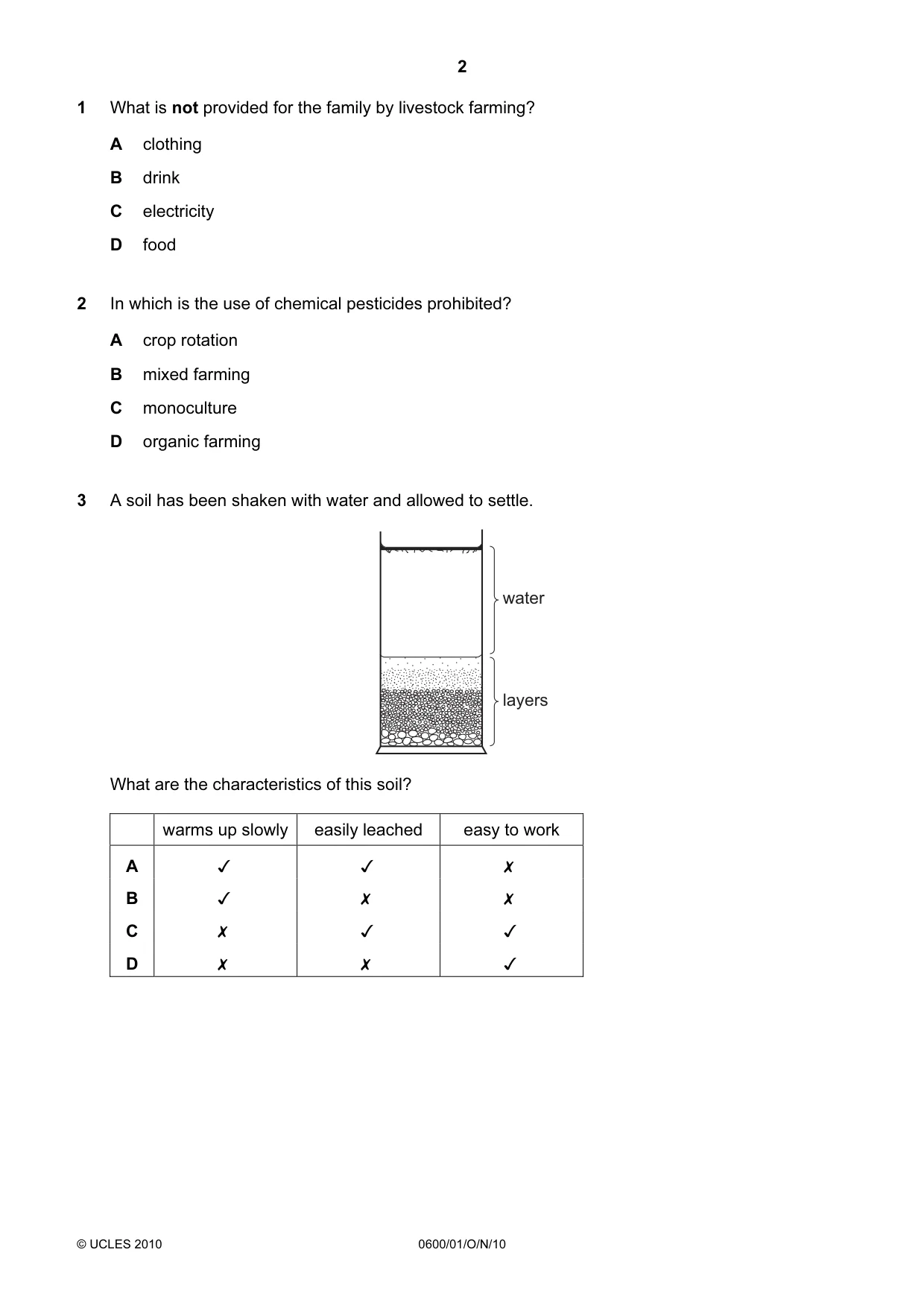 Cambridge IGCSE Agriculture 0600 2010 Oct/Nov Paper 1 · Variant 1 question paper, page 2 of 16