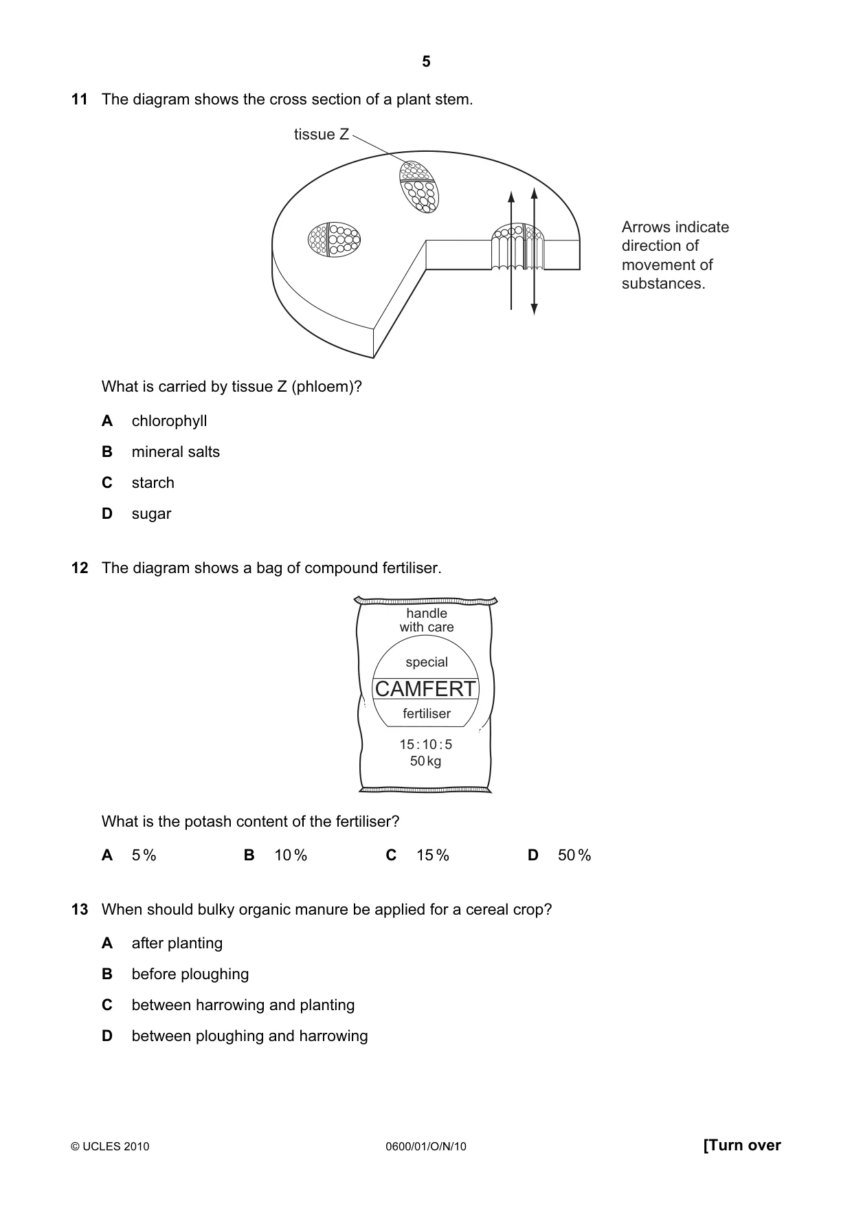 Cambridge IGCSE Agriculture 0600 2010 Oct/Nov Paper 1 · Variant 1 question paper, page 5 of 16
