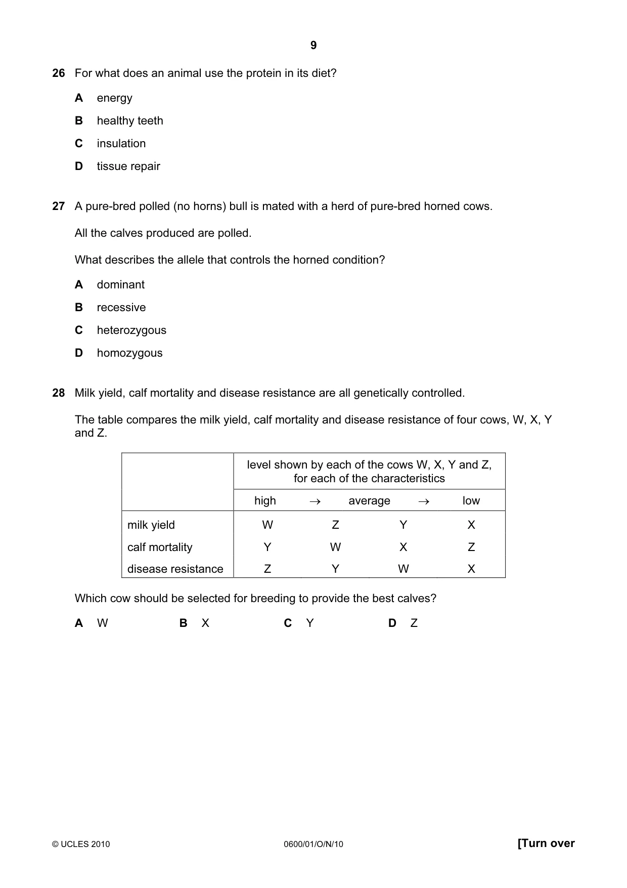 Cambridge IGCSE Agriculture 0600 2010 Oct/Nov Paper 1 · Variant 1 question paper, page 9 of 16