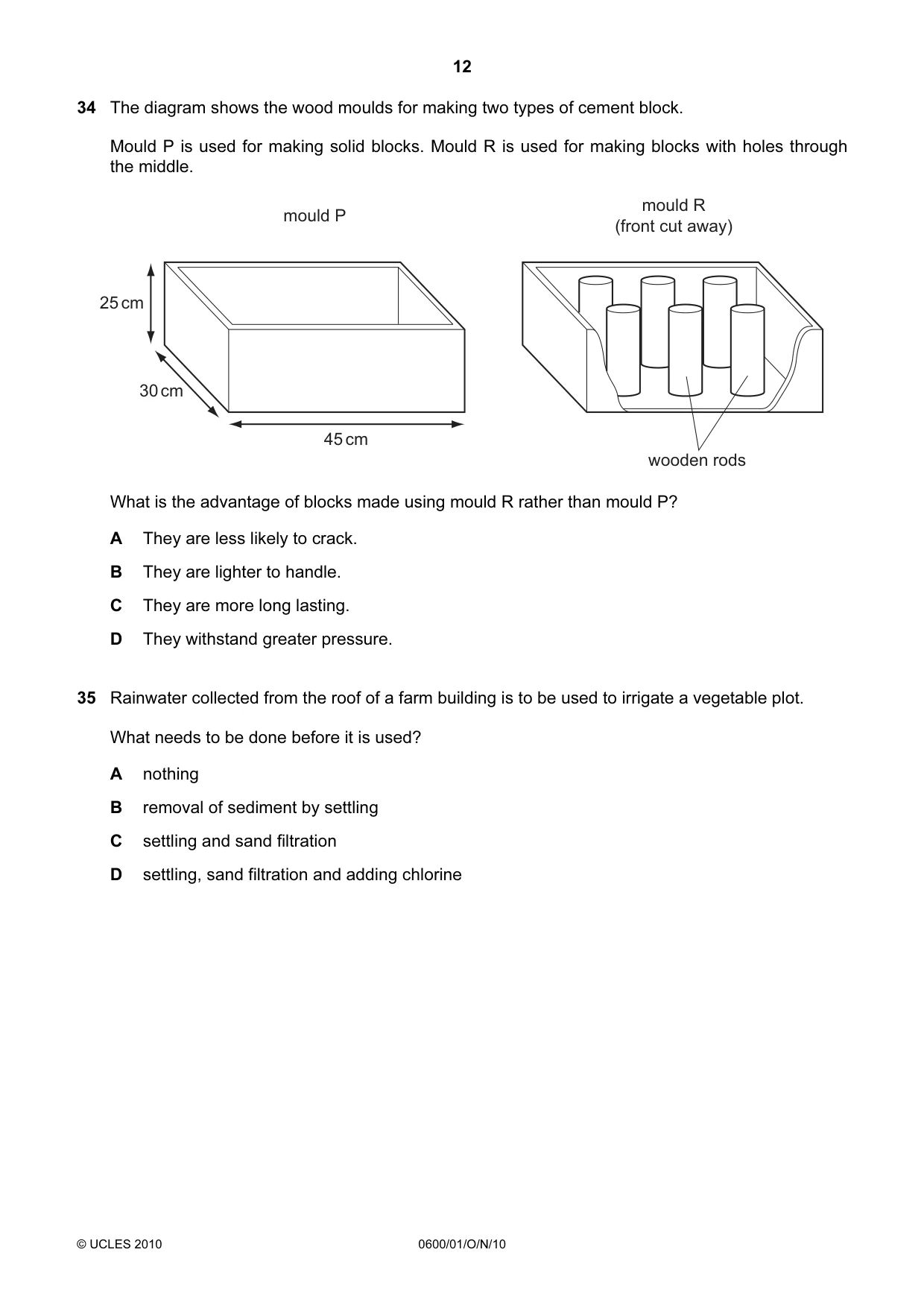 Cambridge IGCSE Agriculture 0600 2010 Oct/Nov Paper 1 · Variant 1 question paper, page 12 of 16