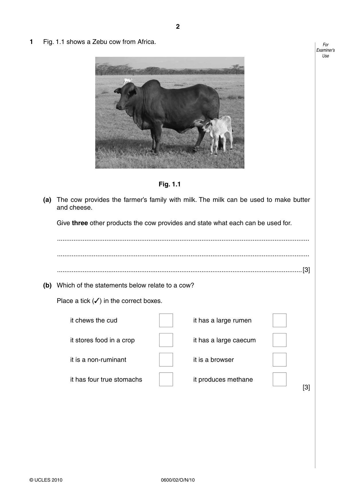 Cambridge IGCSE Agriculture 0600 2010 Oct/Nov Paper 2 · Variant 1 question paper, page 2 of 16
