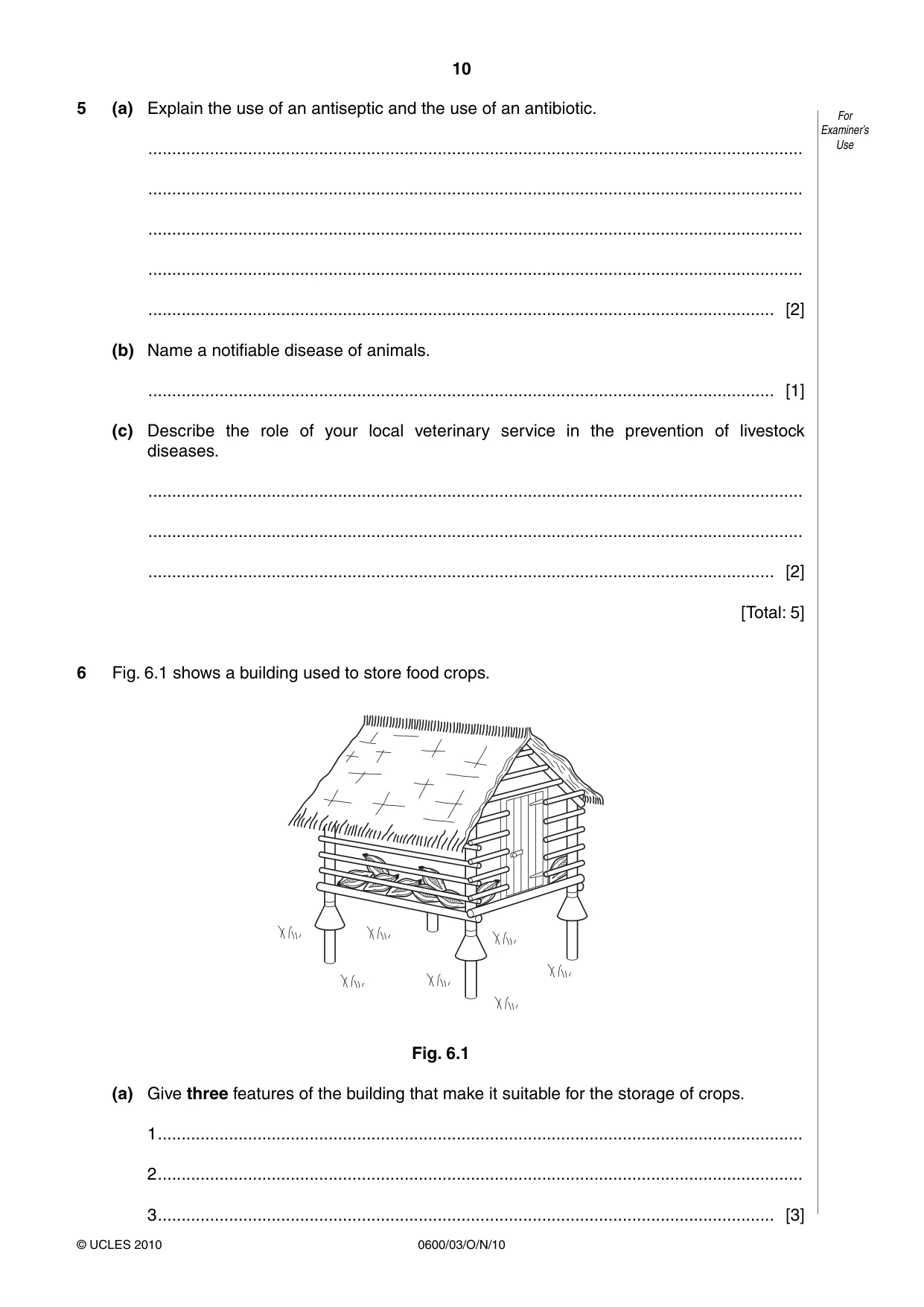 Cambridge IGCSE Agriculture 0600 2010 Oct/Nov Paper 3 · Variant 1 question paper, page 10 of 16