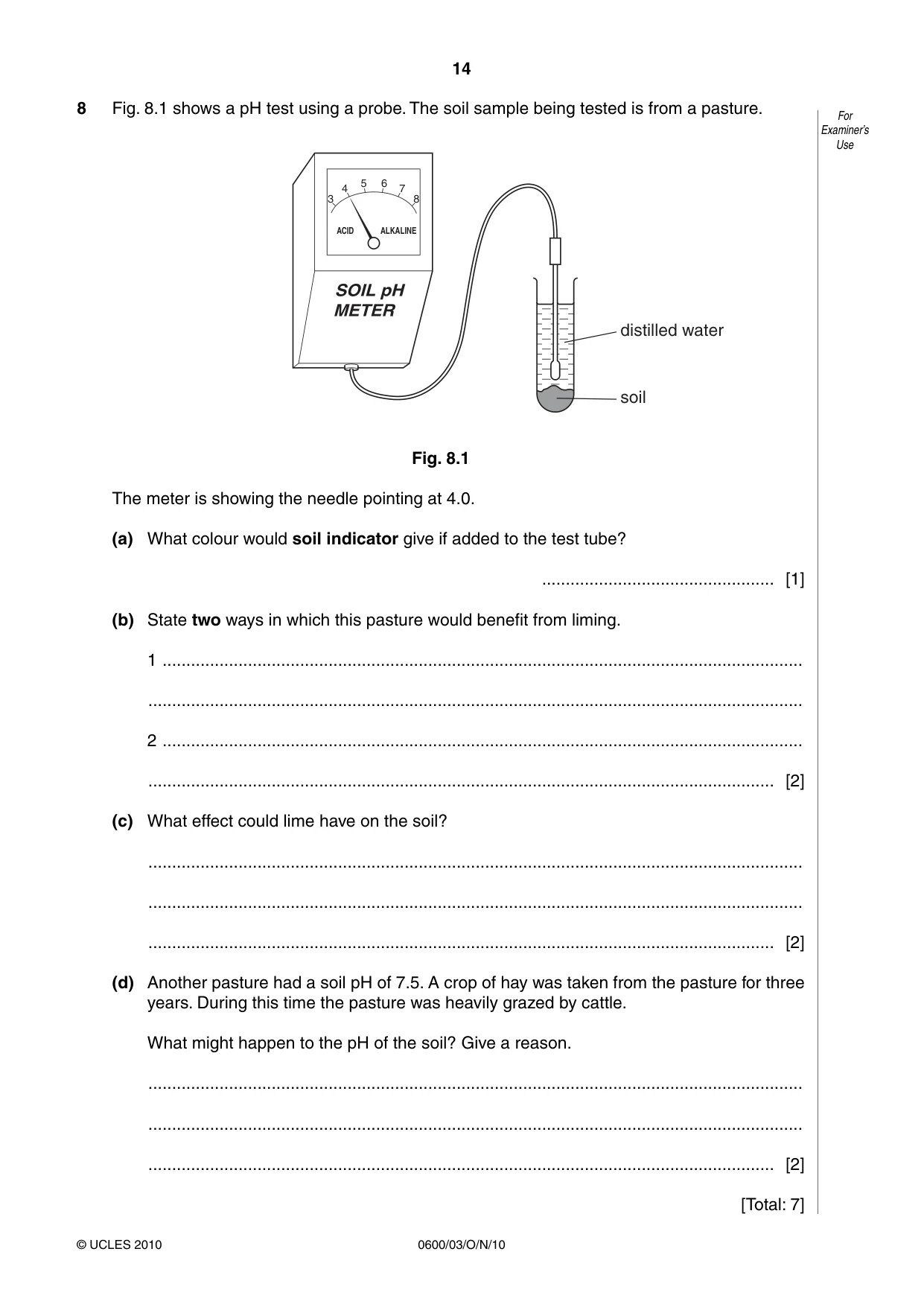 Cambridge IGCSE Agriculture 0600 2010 Oct/Nov Paper 3 · Variant 1 question paper, page 14 of 16