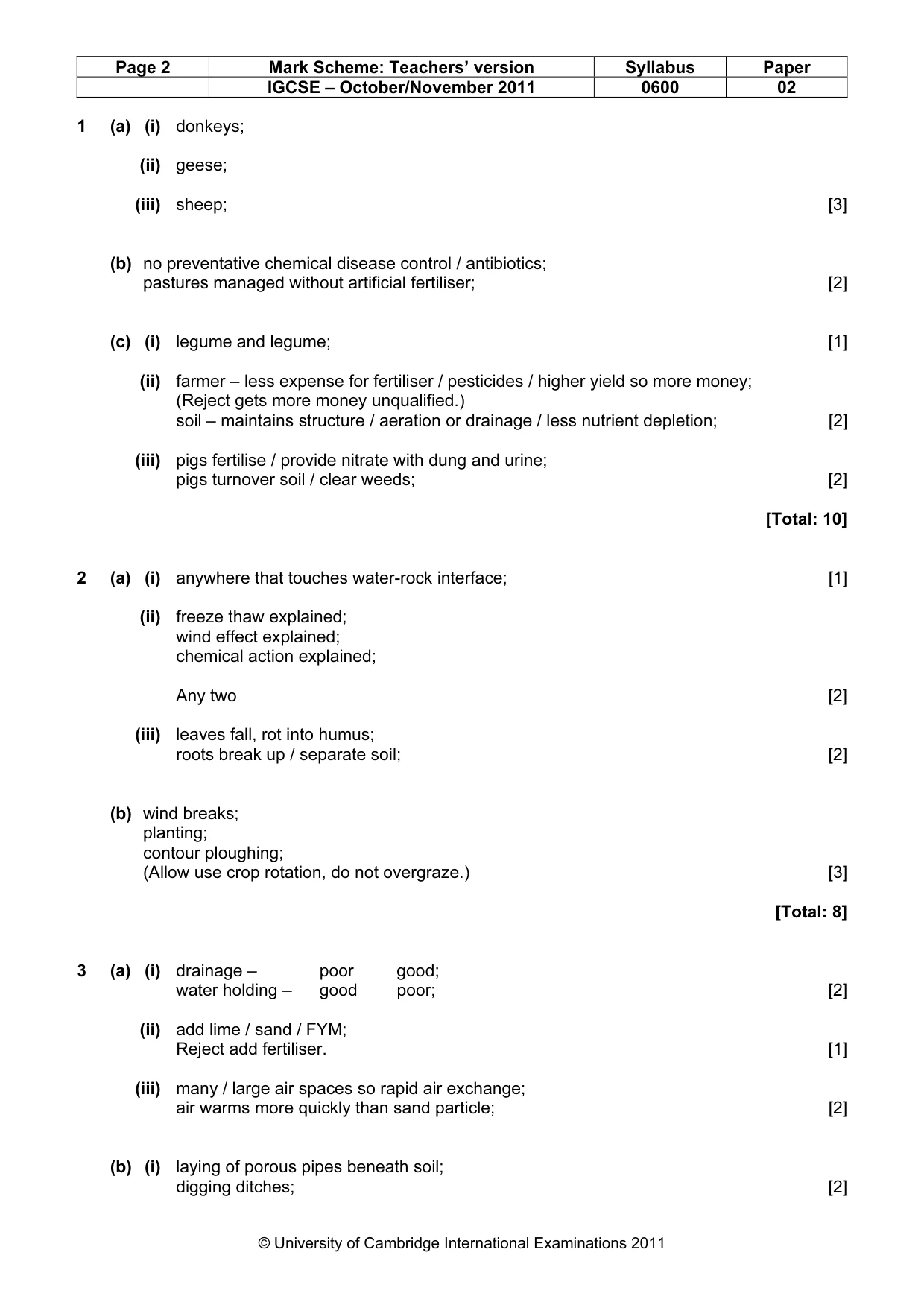 Mark scheme, page 2 of 5