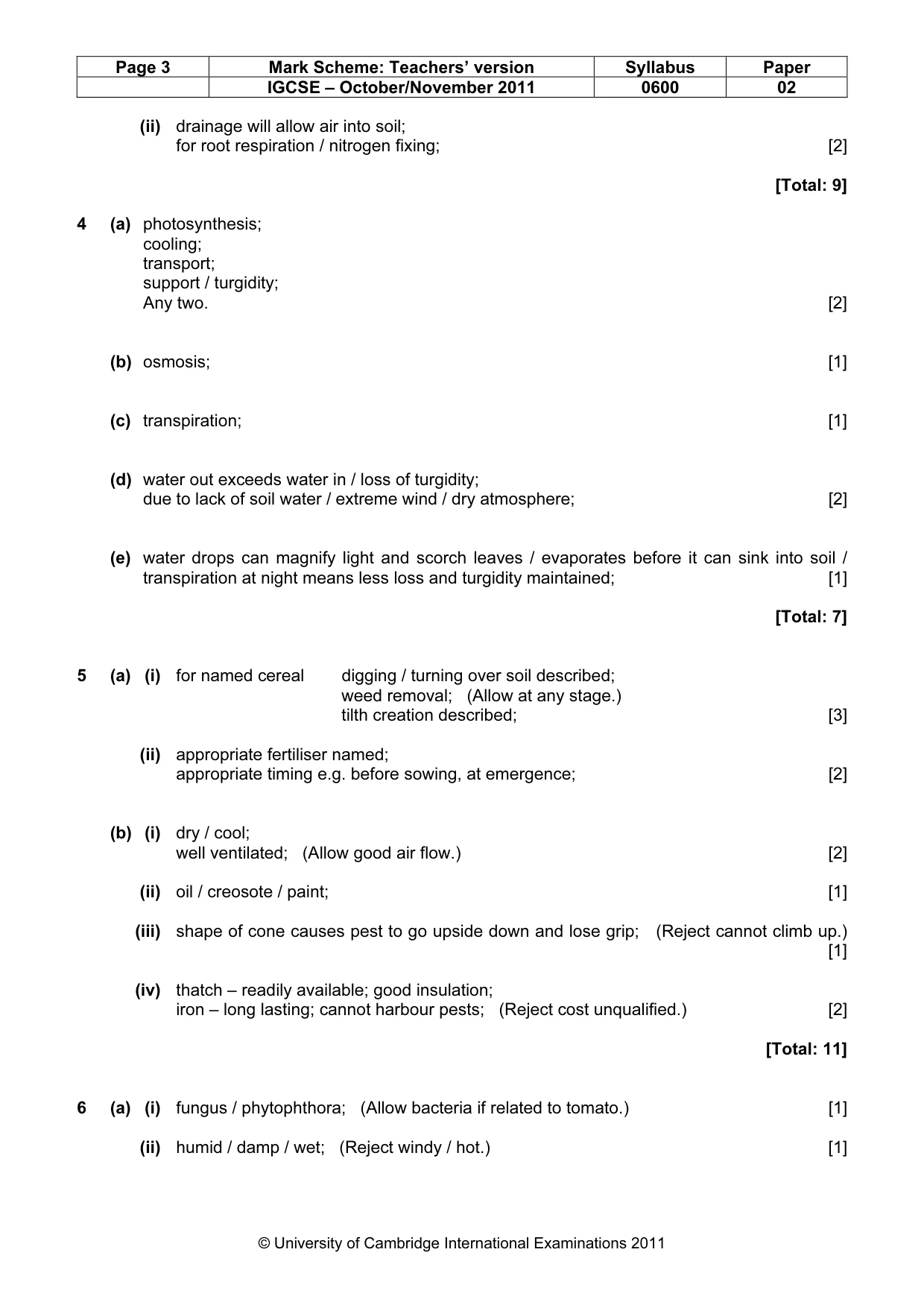 Mark scheme, page 3 of 5