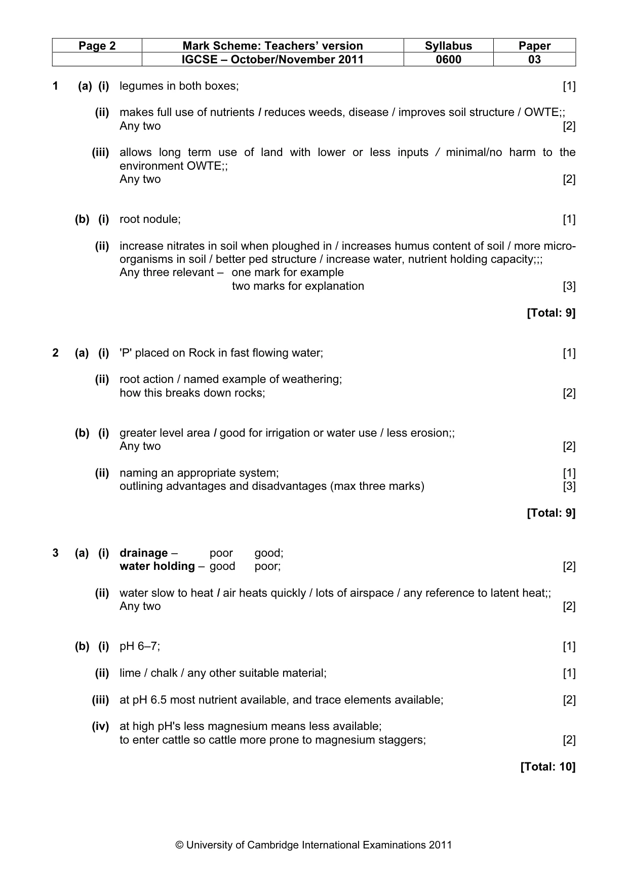 Mark scheme, page 2 of 4