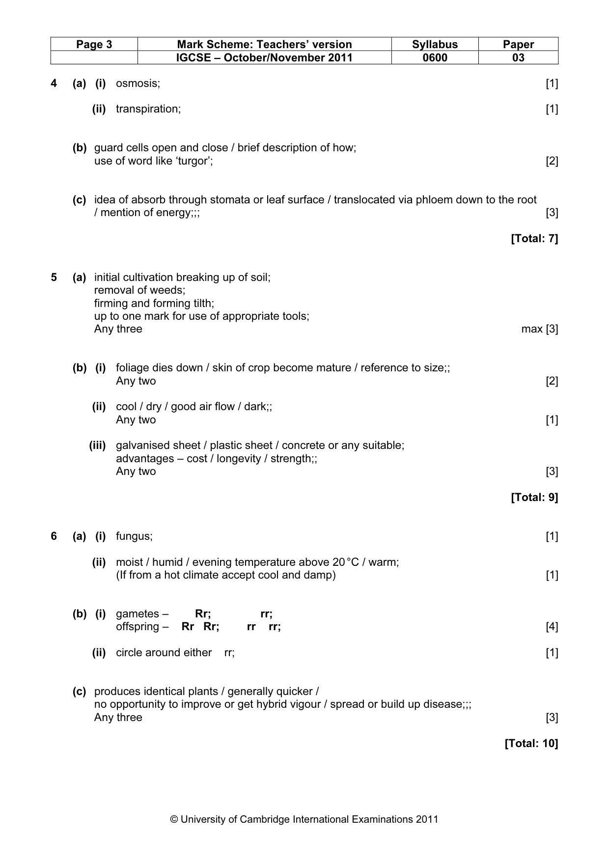Mark scheme, page 3 of 4