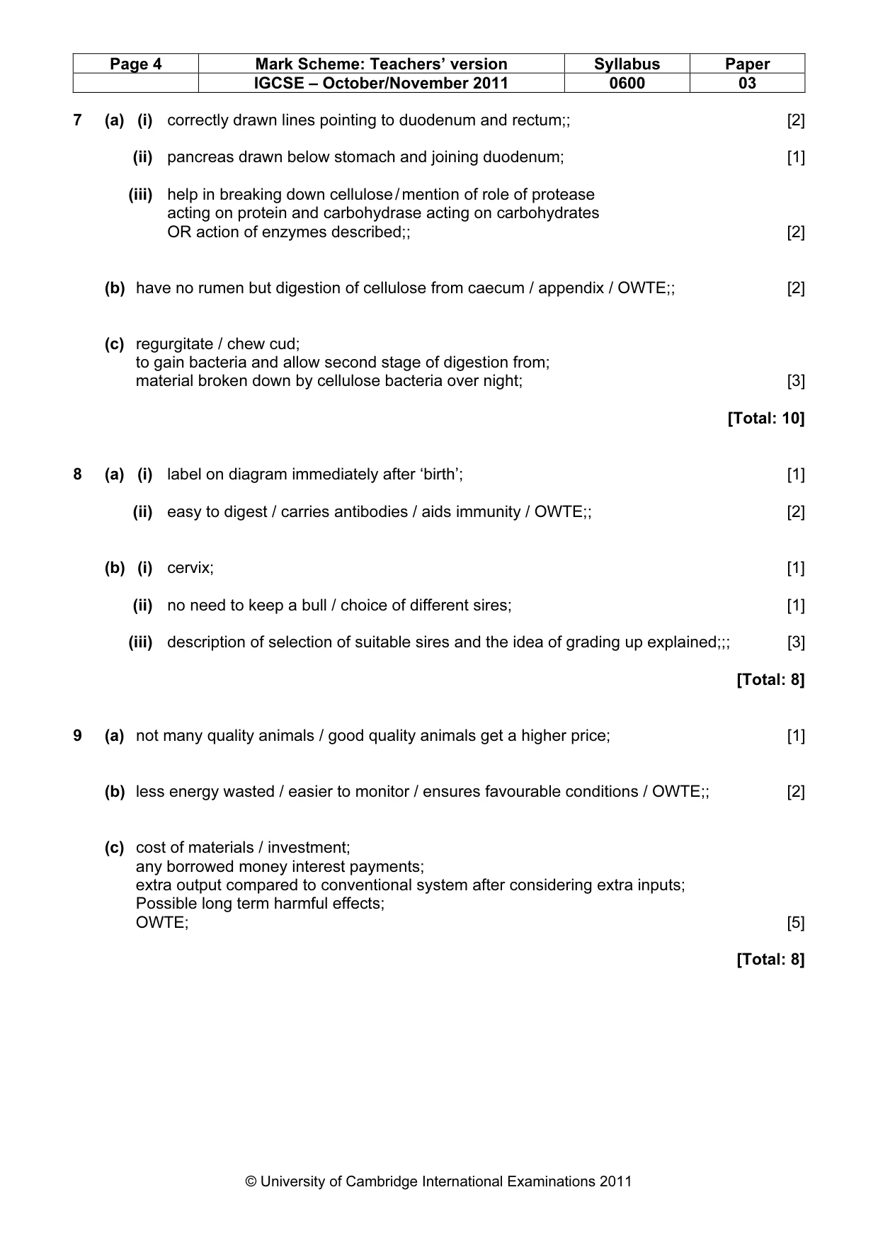 Mark scheme, page 4 of 4