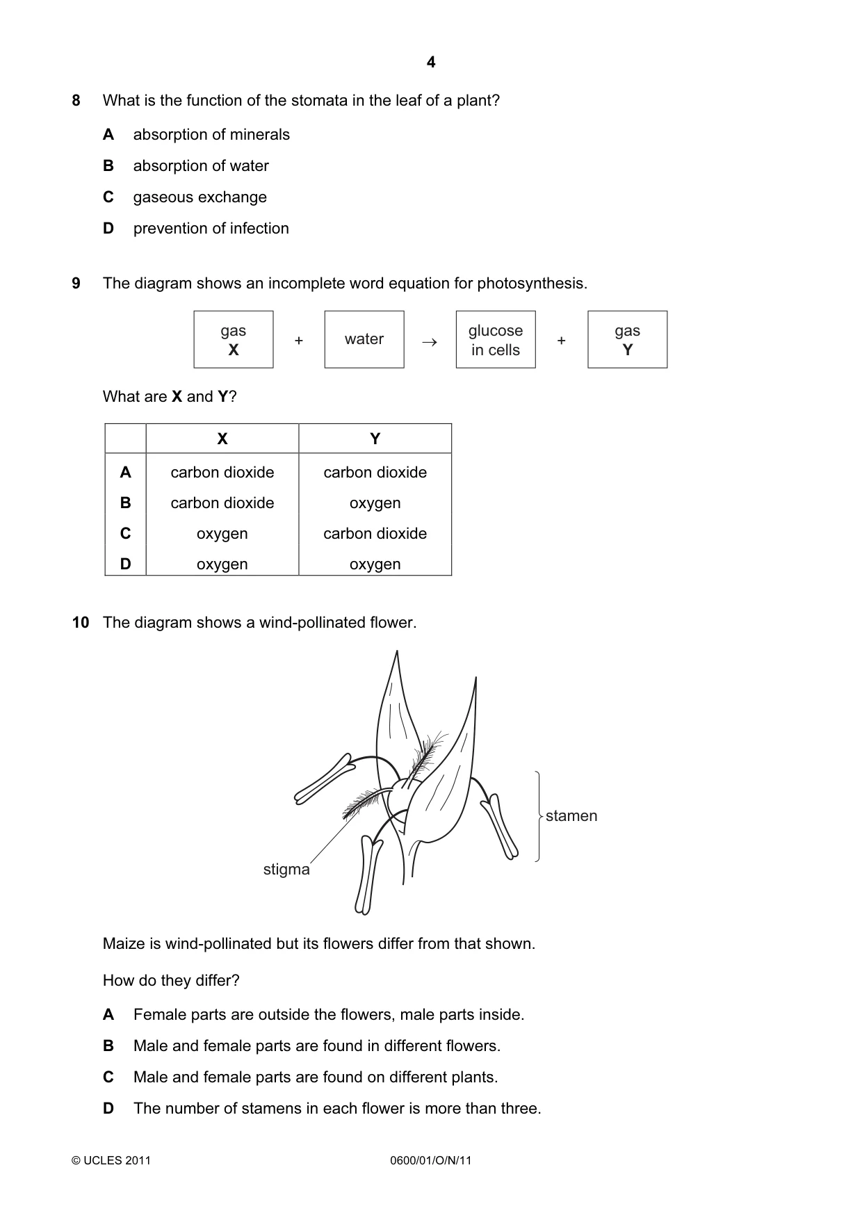 Cambridge IGCSE Agriculture 0600 2011 Oct/Nov Paper 1 · Variant 1 question paper, page 4 of 16