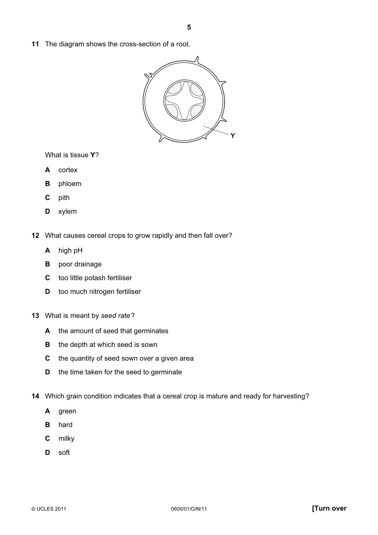 Cambridge IGCSE Agriculture 0600 2011 Oct/Nov Paper 1 · Variant 1 question paper, page 5 of 16
