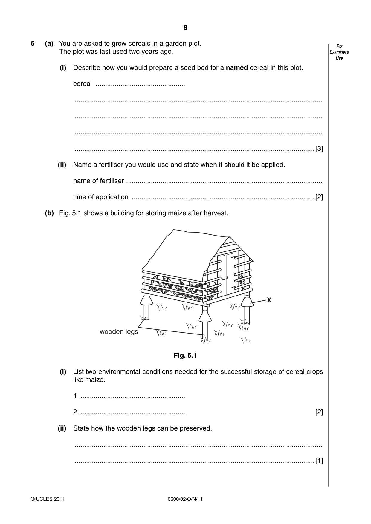 Cambridge IGCSE Agriculture 0600 2011 Oct/Nov Paper 2 · Variant 1 question paper, page 8 of 16