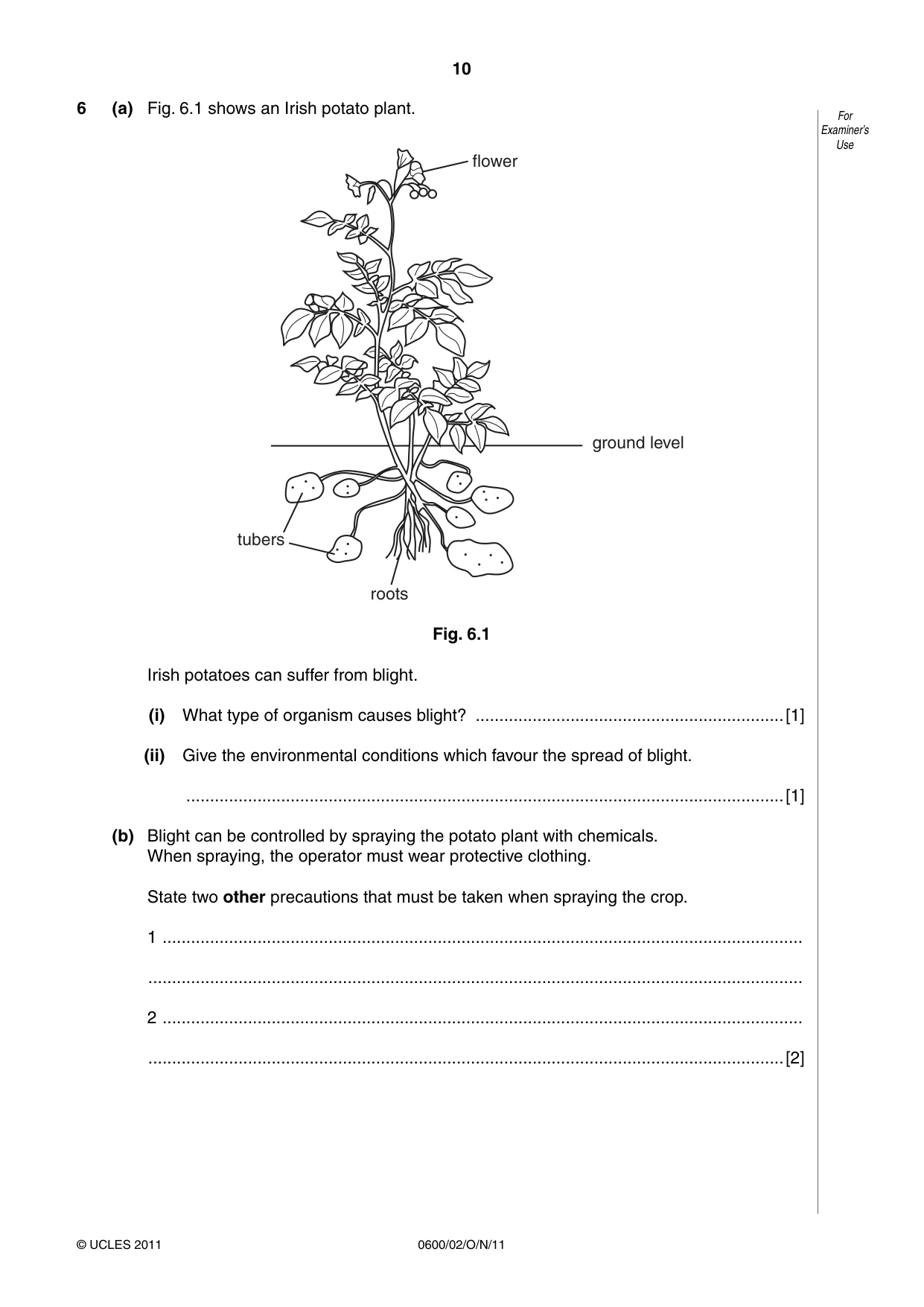 Cambridge IGCSE Agriculture 0600 2011 Oct/Nov Paper 2 · Variant 1 question paper, page 10 of 16