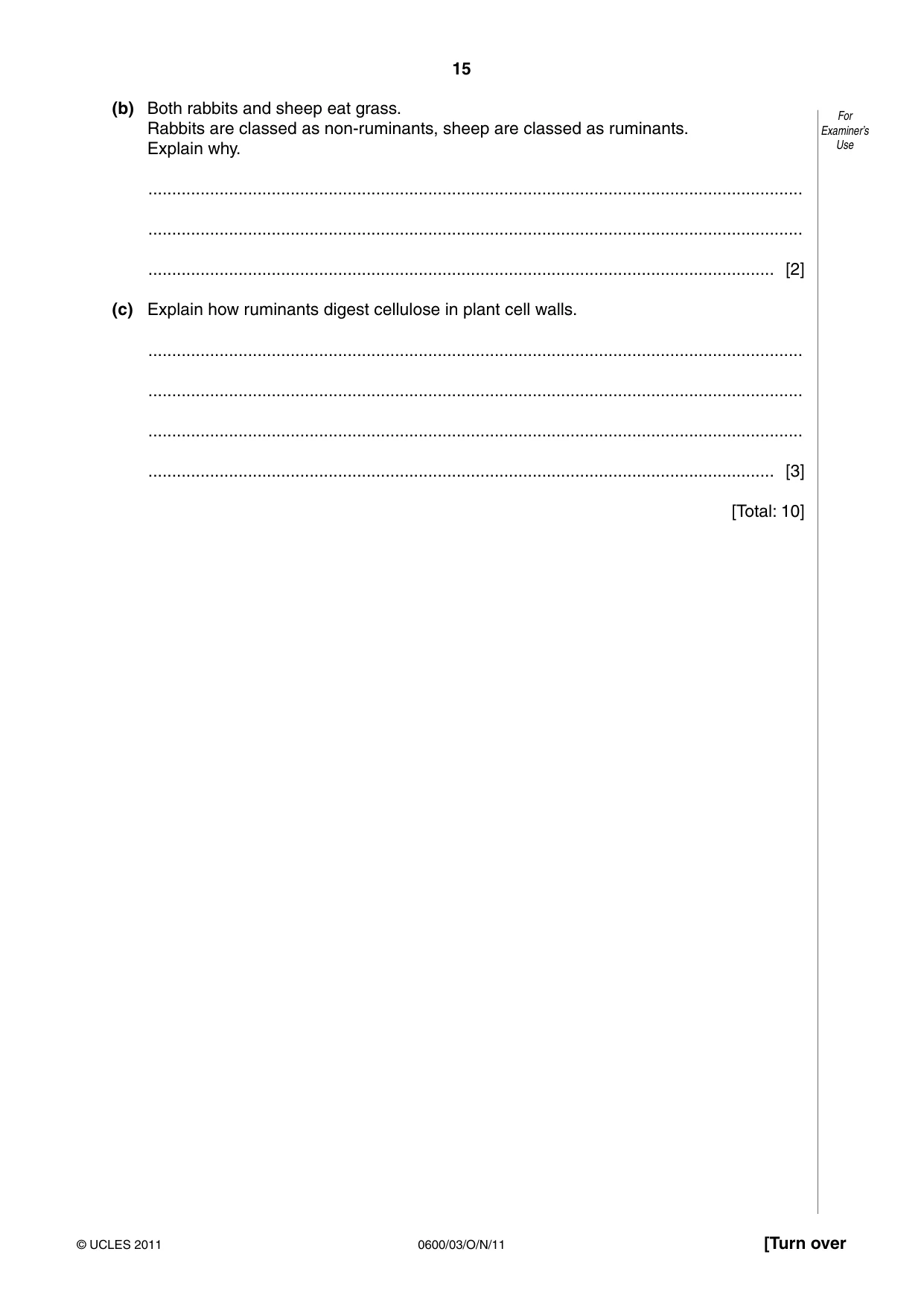 Cambridge IGCSE Agriculture 0600 2011 Oct/Nov Paper 3 · Variant 1 question paper, page 15 of 20