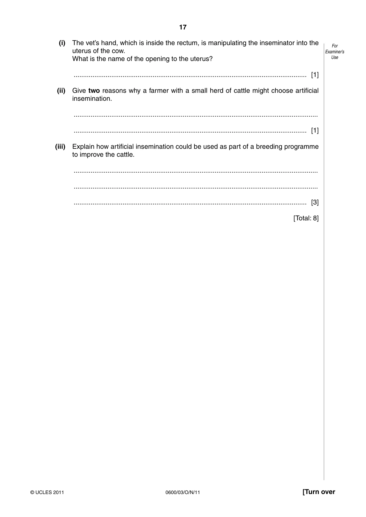 Cambridge IGCSE Agriculture 0600 2011 Oct/Nov Paper 3 · Variant 1 question paper, page 17 of 20
