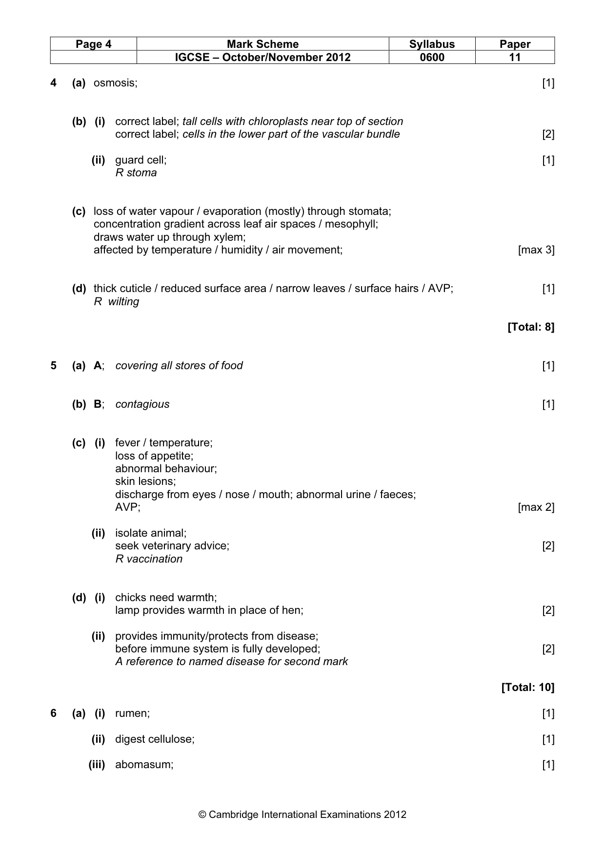 Mark scheme, page 4 of 10