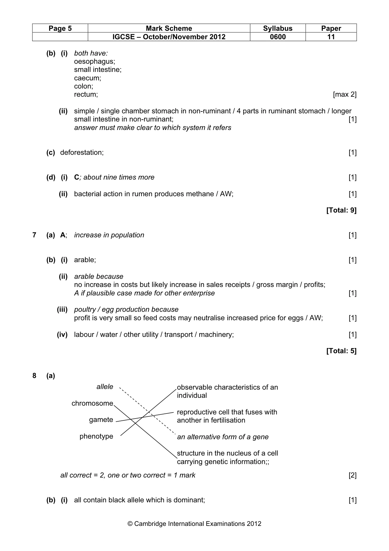 Mark scheme, page 5 of 10