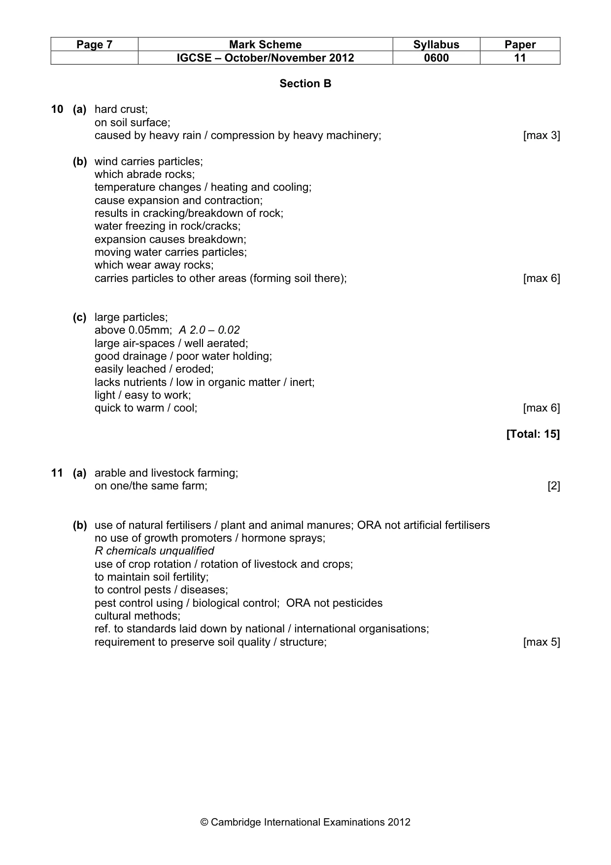 Mark scheme, page 7 of 10