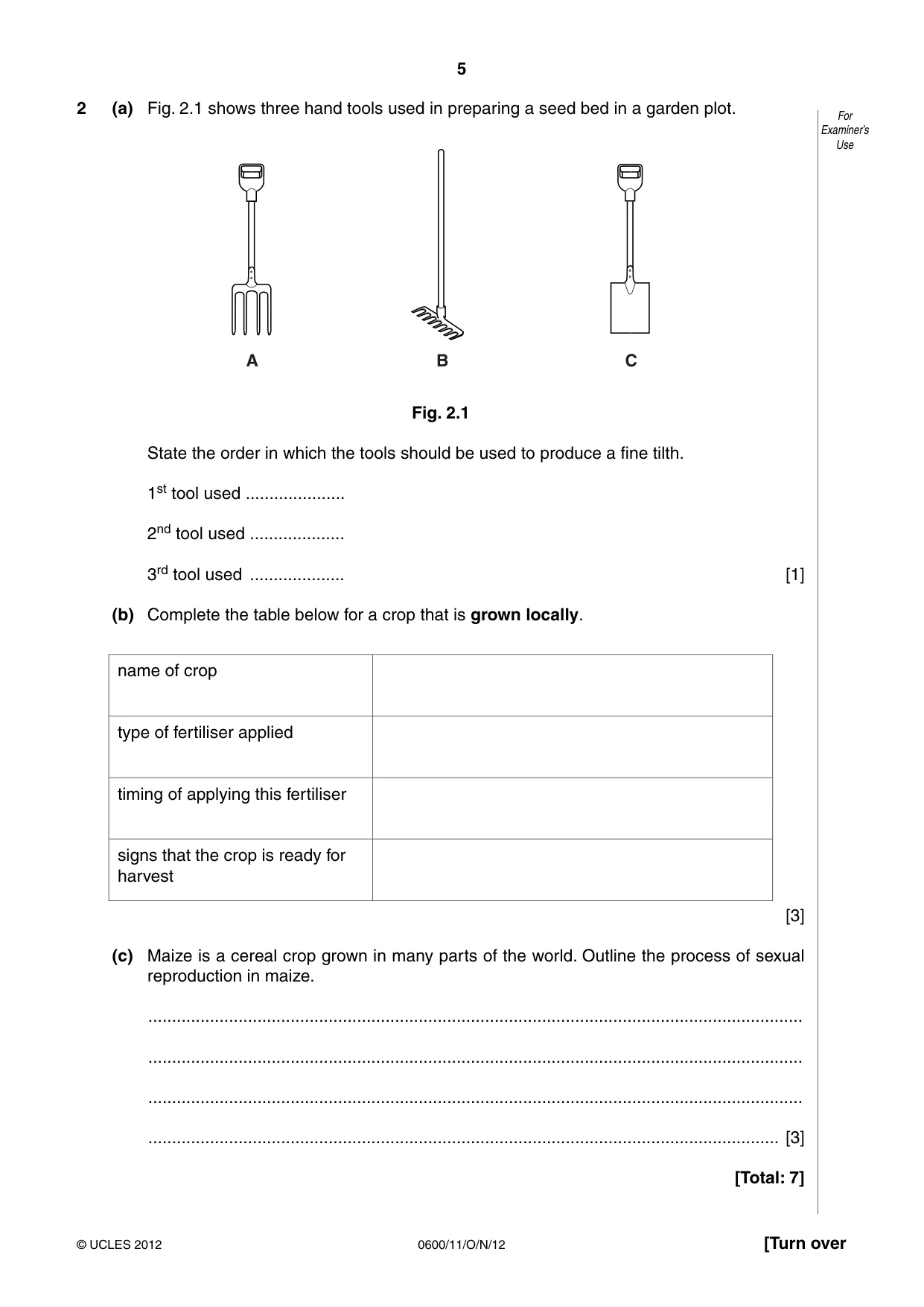 Cambridge IGCSE Agriculture 0600 2012 Oct/Nov Paper 1 · Variant 1 question paper, page 5 of 24