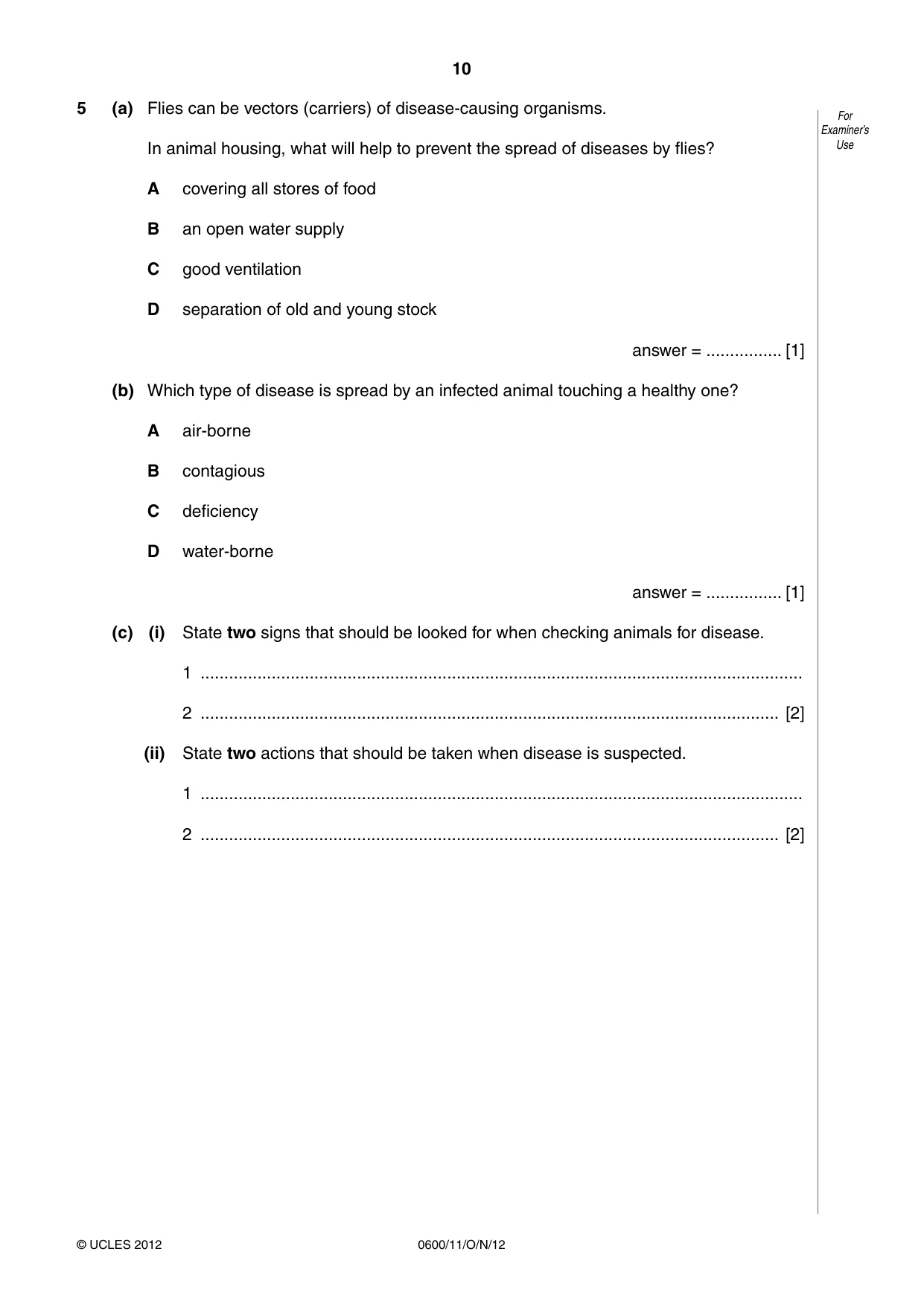 Cambridge IGCSE Agriculture 0600 2012 Oct/Nov Paper 1 · Variant 1 question paper, page 10 of 24