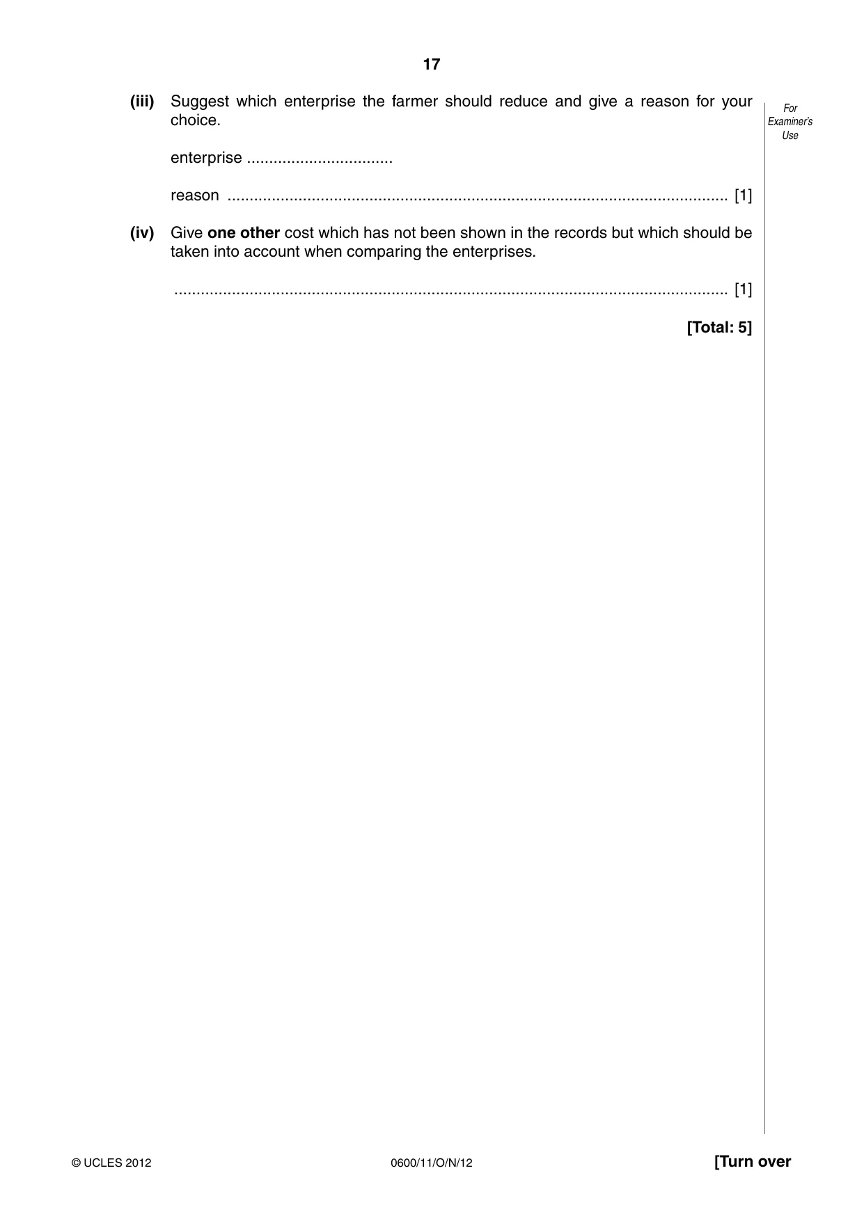 Cambridge IGCSE Agriculture 0600 2012 Oct/Nov Paper 1 · Variant 1 question paper, page 17 of 24