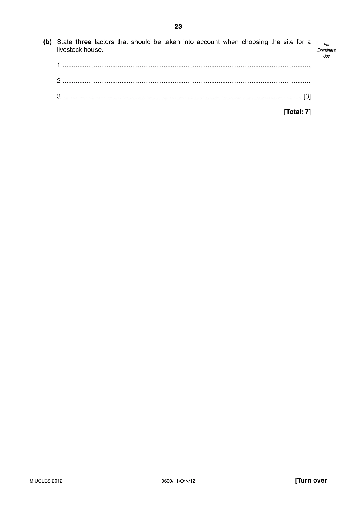 Cambridge IGCSE Agriculture 0600 2012 Oct/Nov Paper 1 · Variant 1 question paper, page 23 of 24
