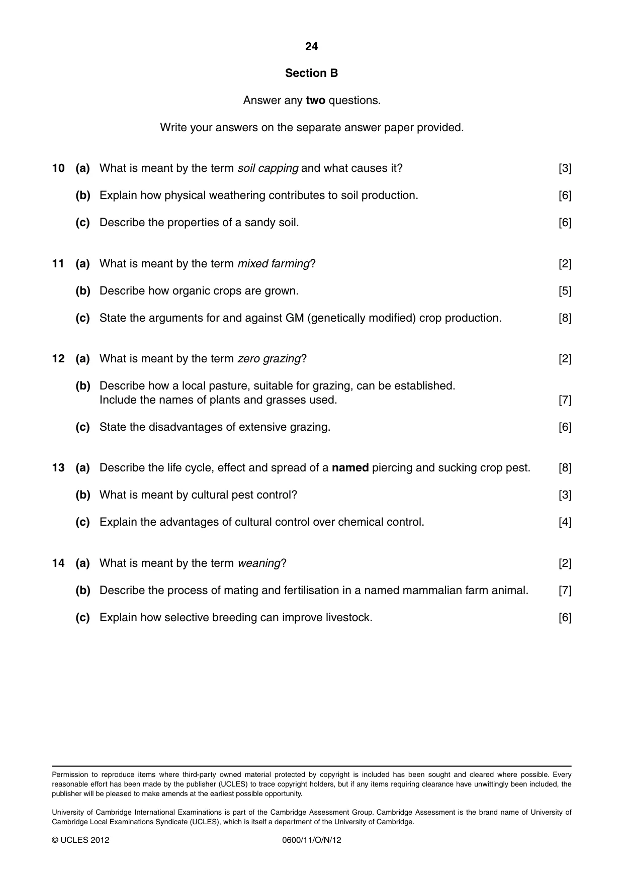 Cambridge IGCSE Agriculture 0600 2012 Oct/Nov Paper 1 · Variant 1 question paper, page 24 of 24