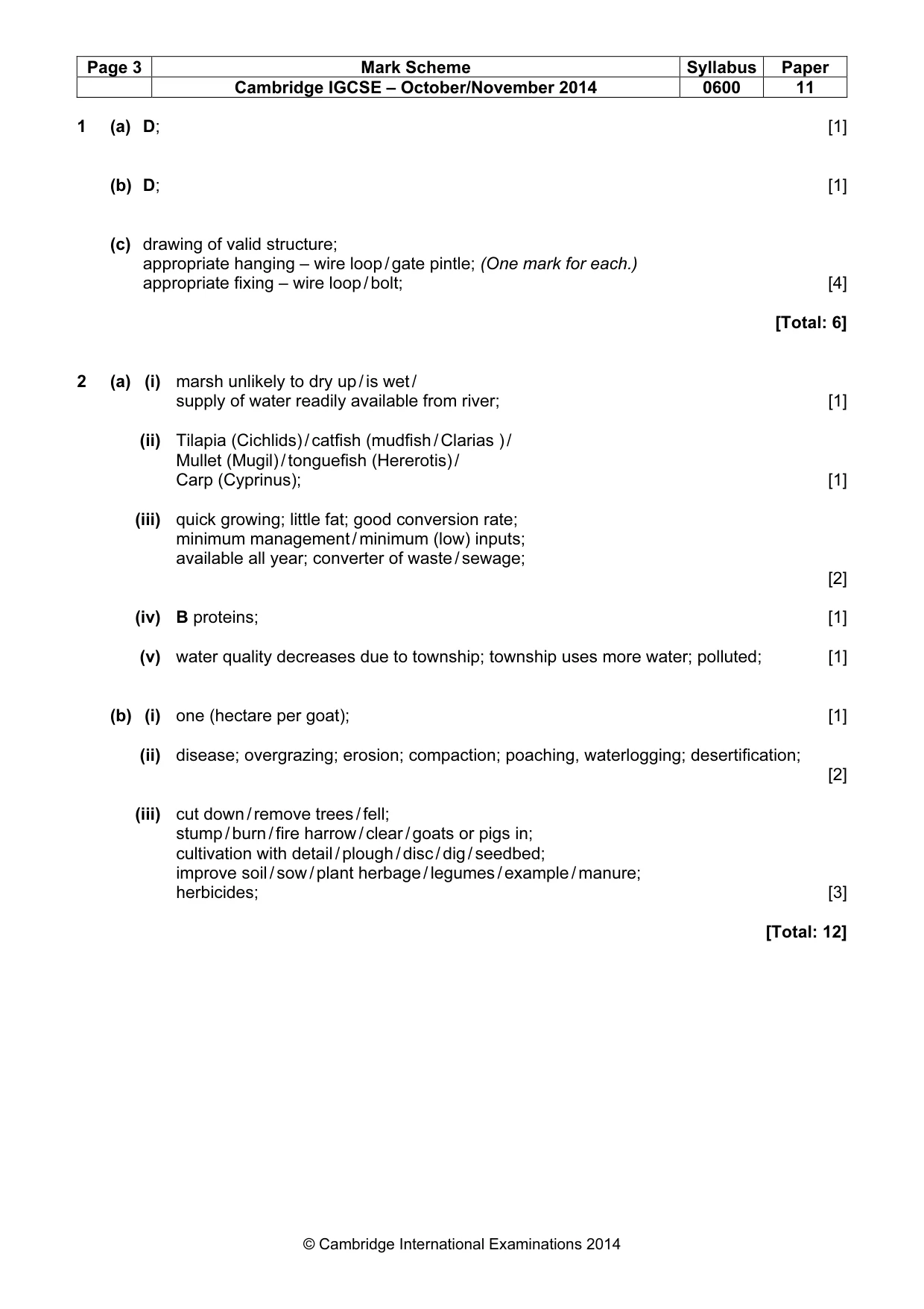 Mark scheme, page 3 of 9