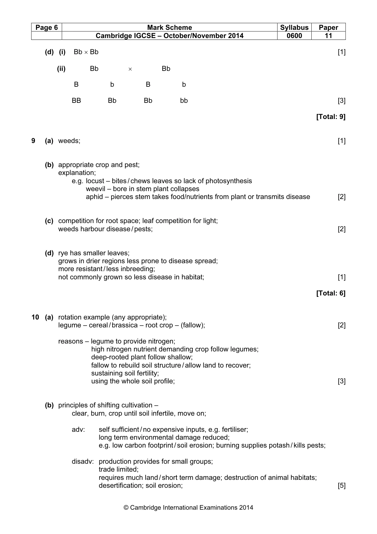 Mark scheme, page 6 of 9