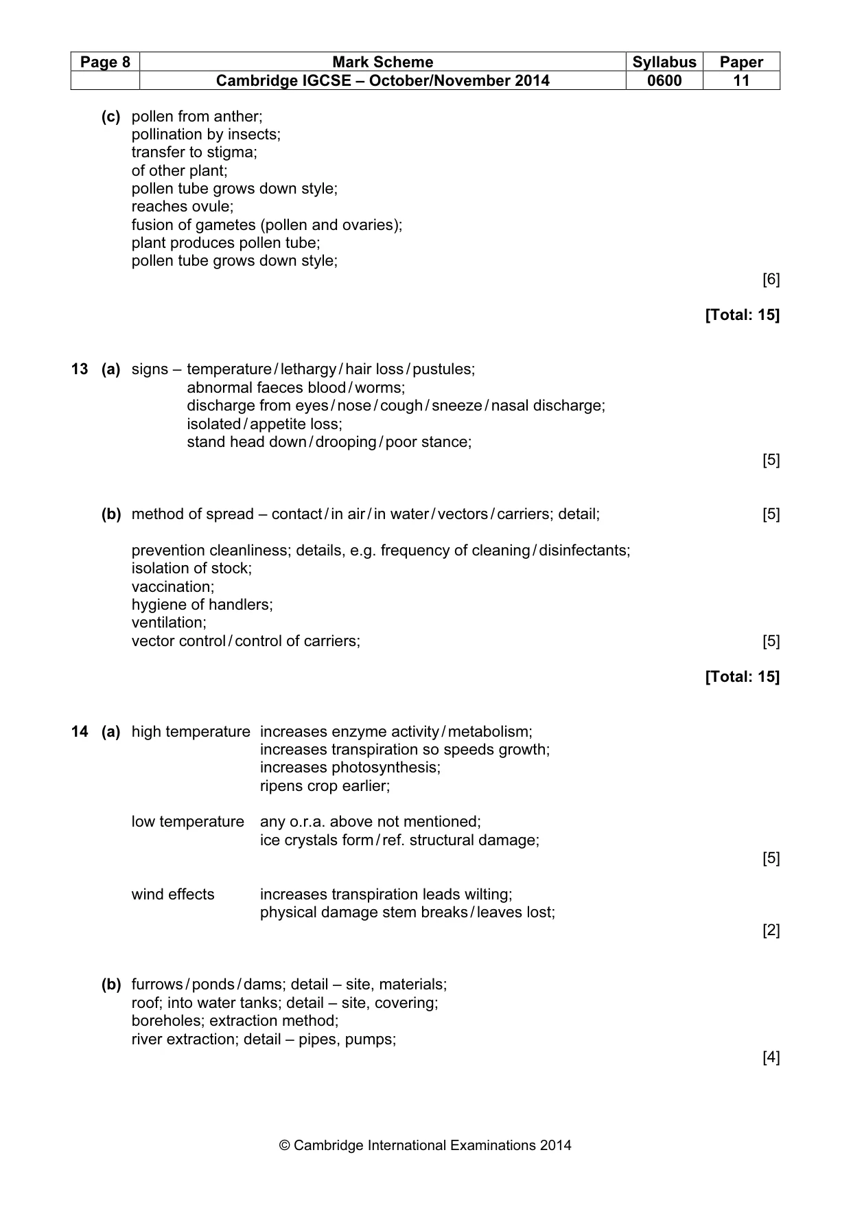 Mark scheme, page 8 of 9
