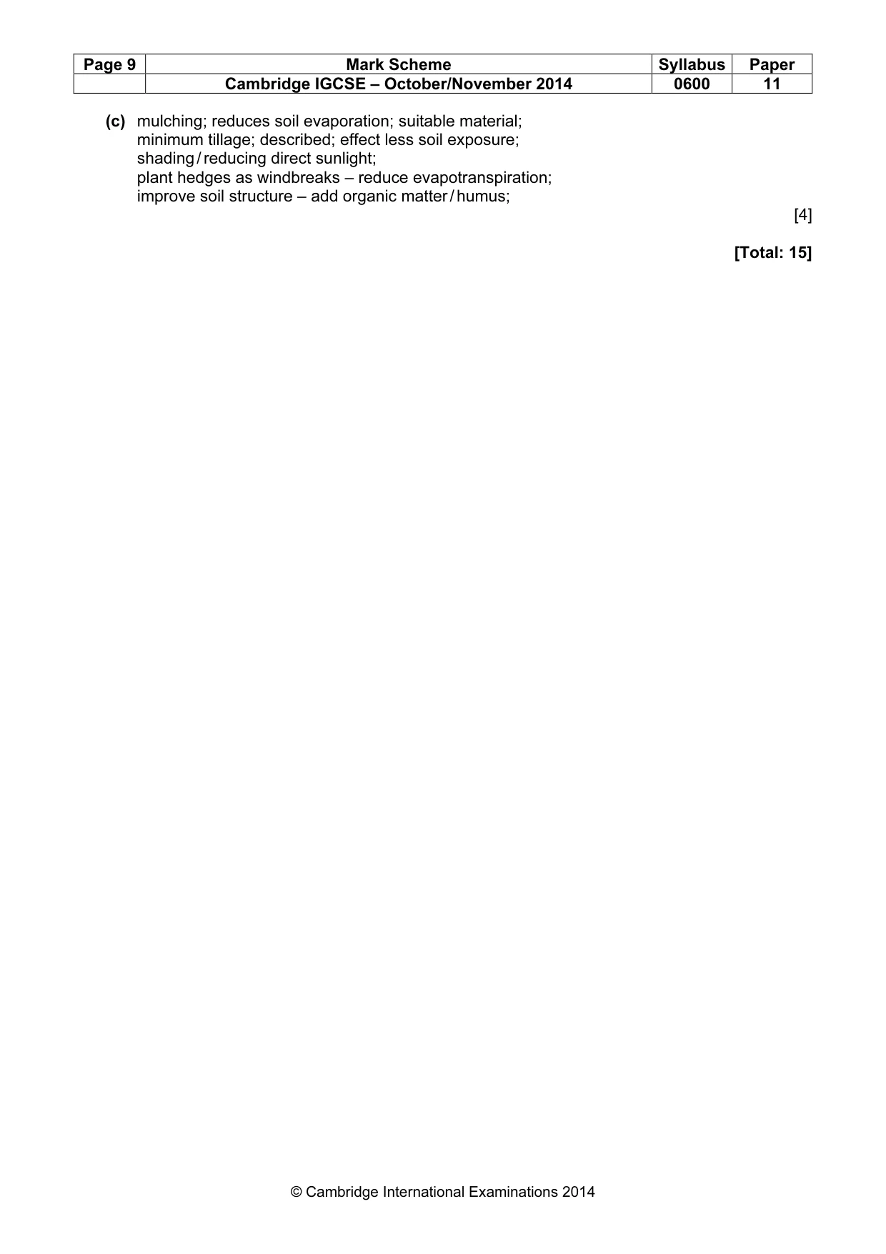 Mark scheme, page 9 of 9