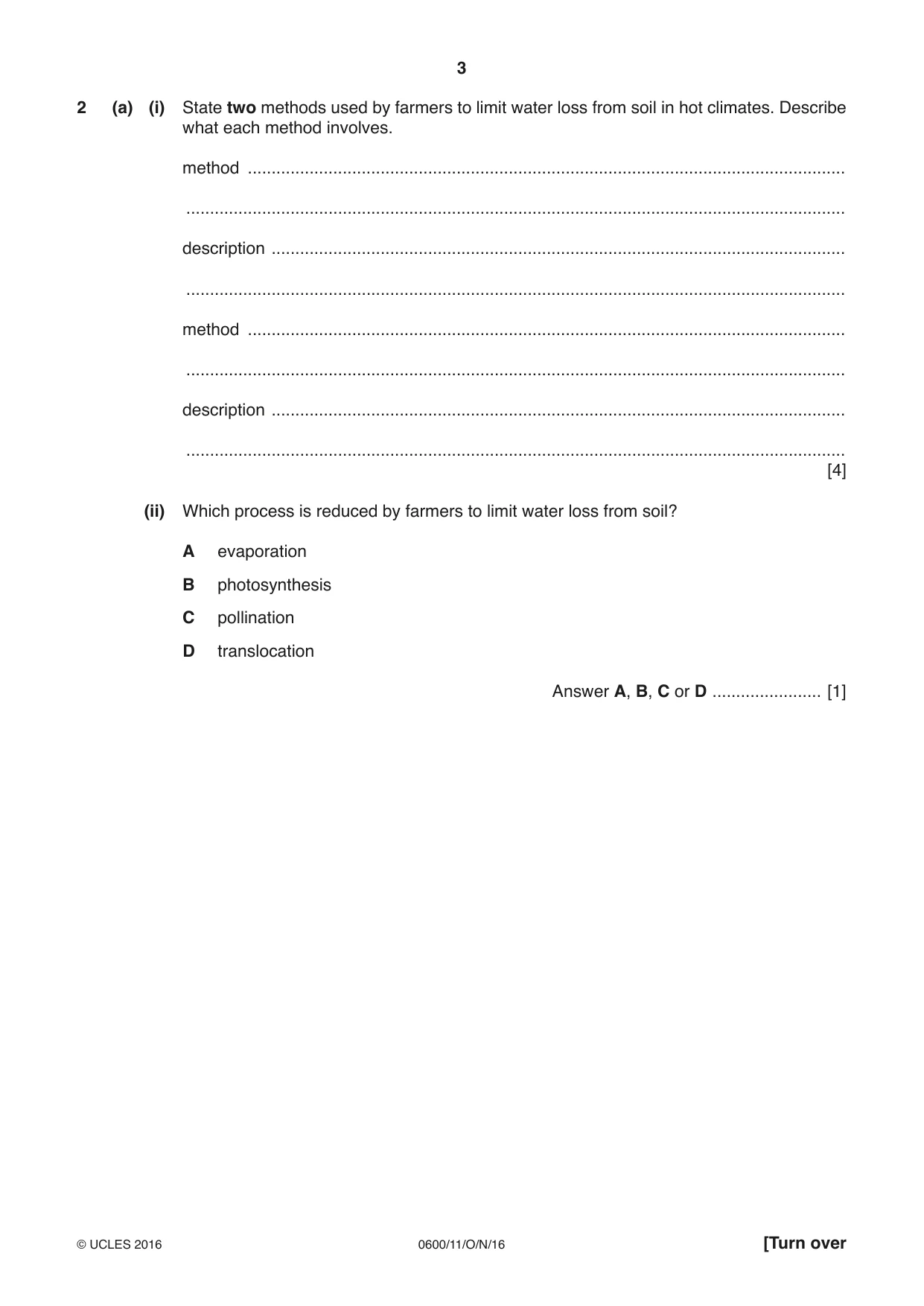 Cambridge IGCSE Agriculture 0600 2016 Oct/Nov Paper 1 · Variant 1 question paper, page 3 of 16