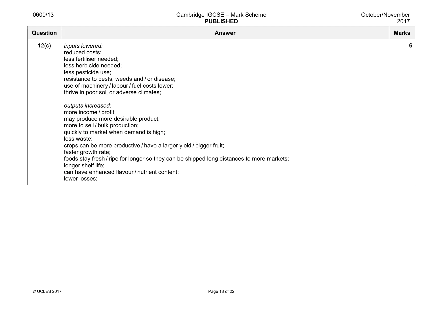 Mark scheme, page 18 of 22