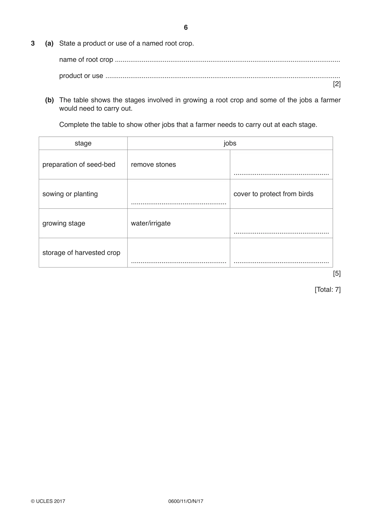 Cambridge IGCSE Agriculture 0600 2017 Oct/Nov Paper 1 · Variant 1 question paper, page 6 of 16